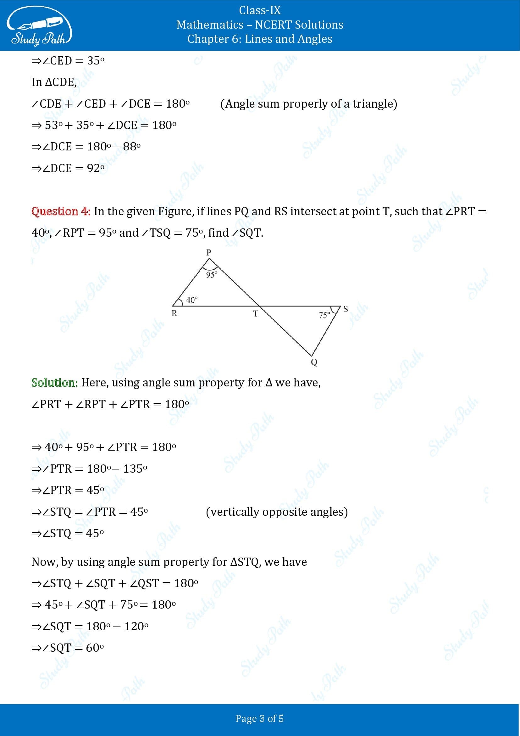 NCERT Solutions for Class 9 Maths Chapter 6 Lines and Angles Exercise 6.3 00003
