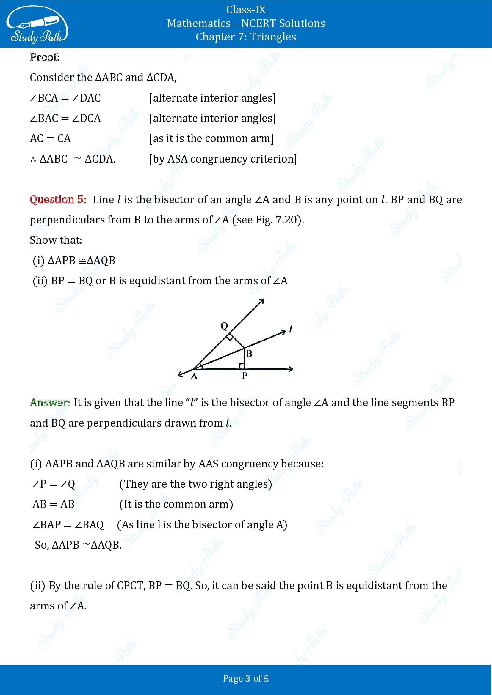NCERT Solutions for Class 9 Maths Chapter 7 Triangles Exercise 7.1 00003