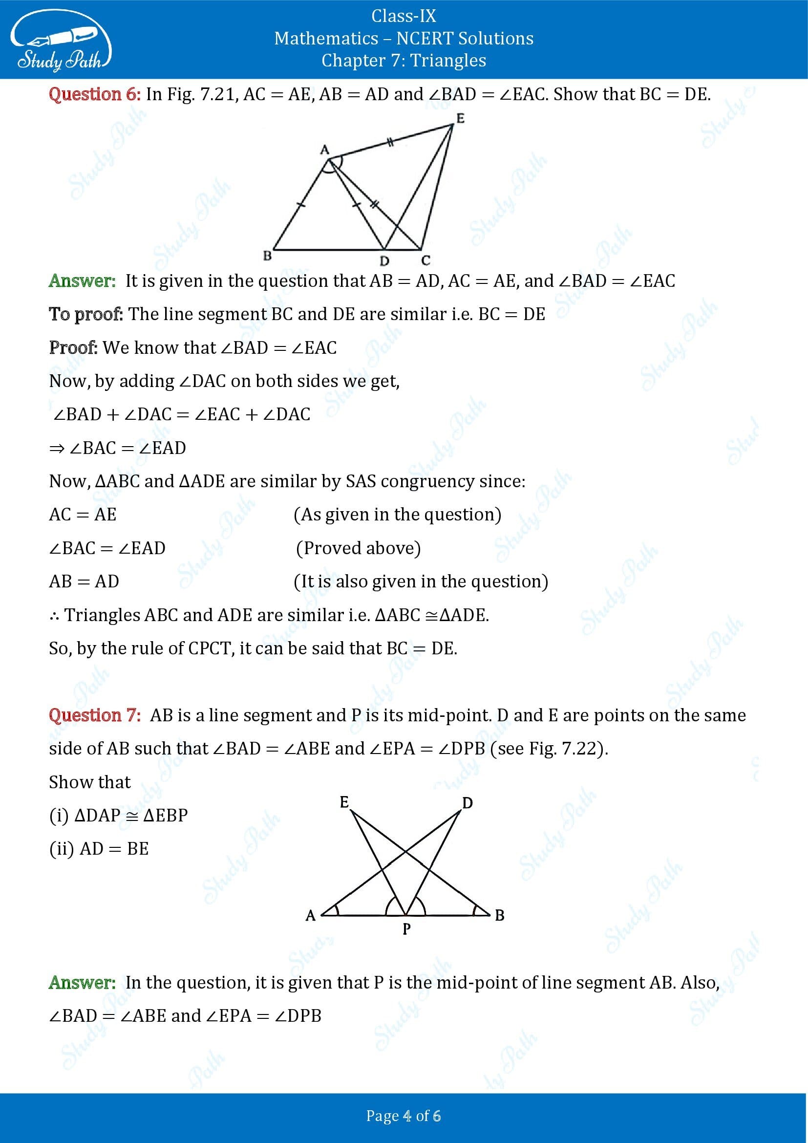 NCERT Solutions for Class 9 Maths Chapter 7 Triangles Exercise 7.1 00004