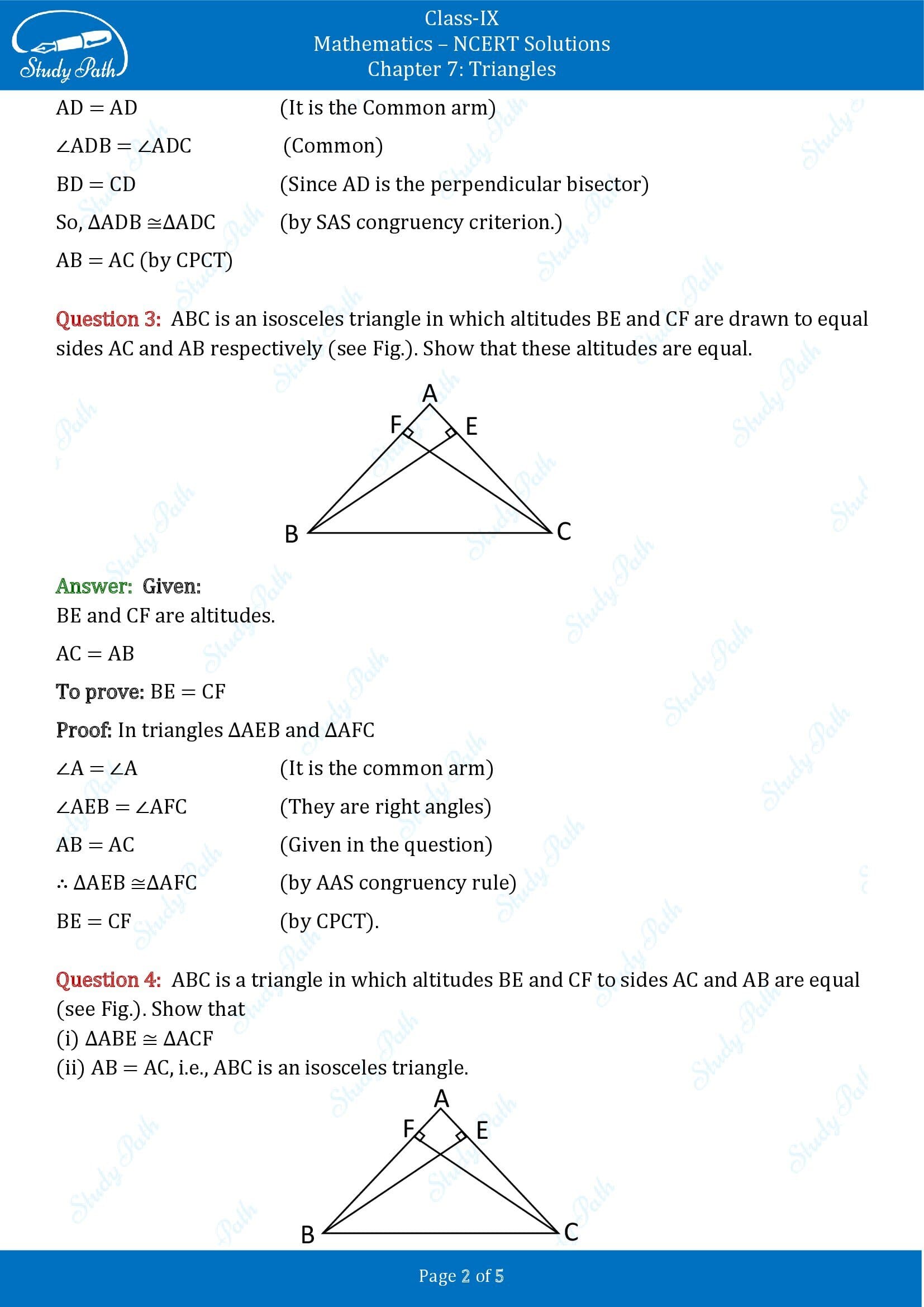 NCERT Solutions for Class 9 Maths Chapter 7 Triangles Exercise 7.2 00002