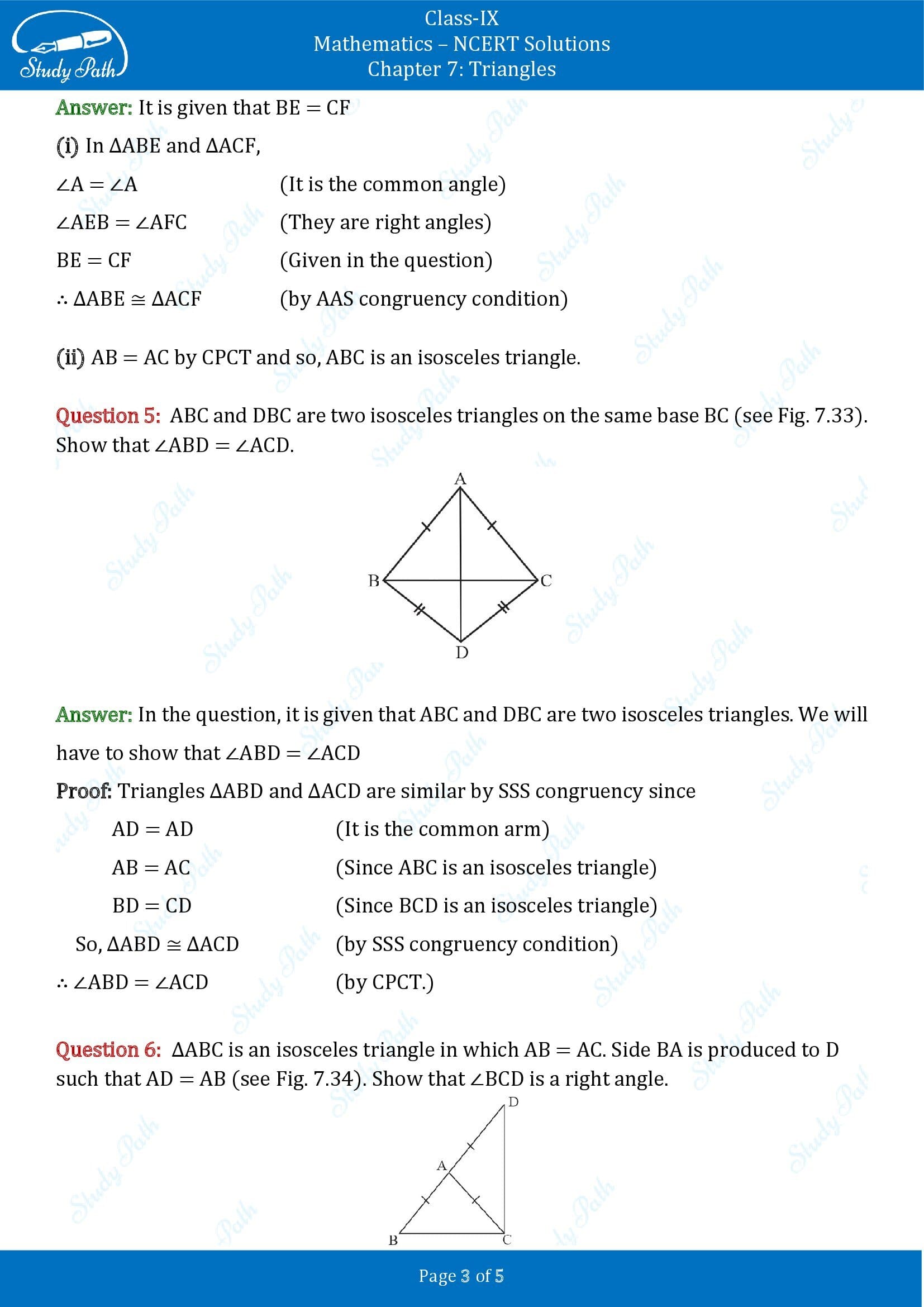 NCERT Solutions for Class 9 Maths Chapter 7 Triangles Exercise 7.2 00003