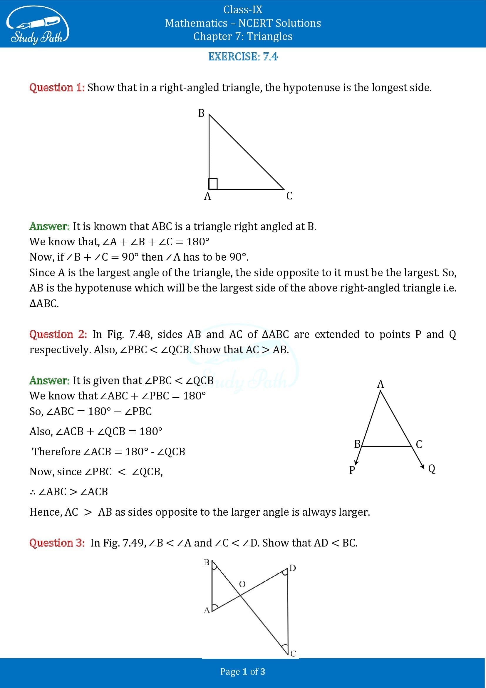 NCERT Solutions for Class 9 Maths Chapter 7 Triangles Exercise 7.4 00001