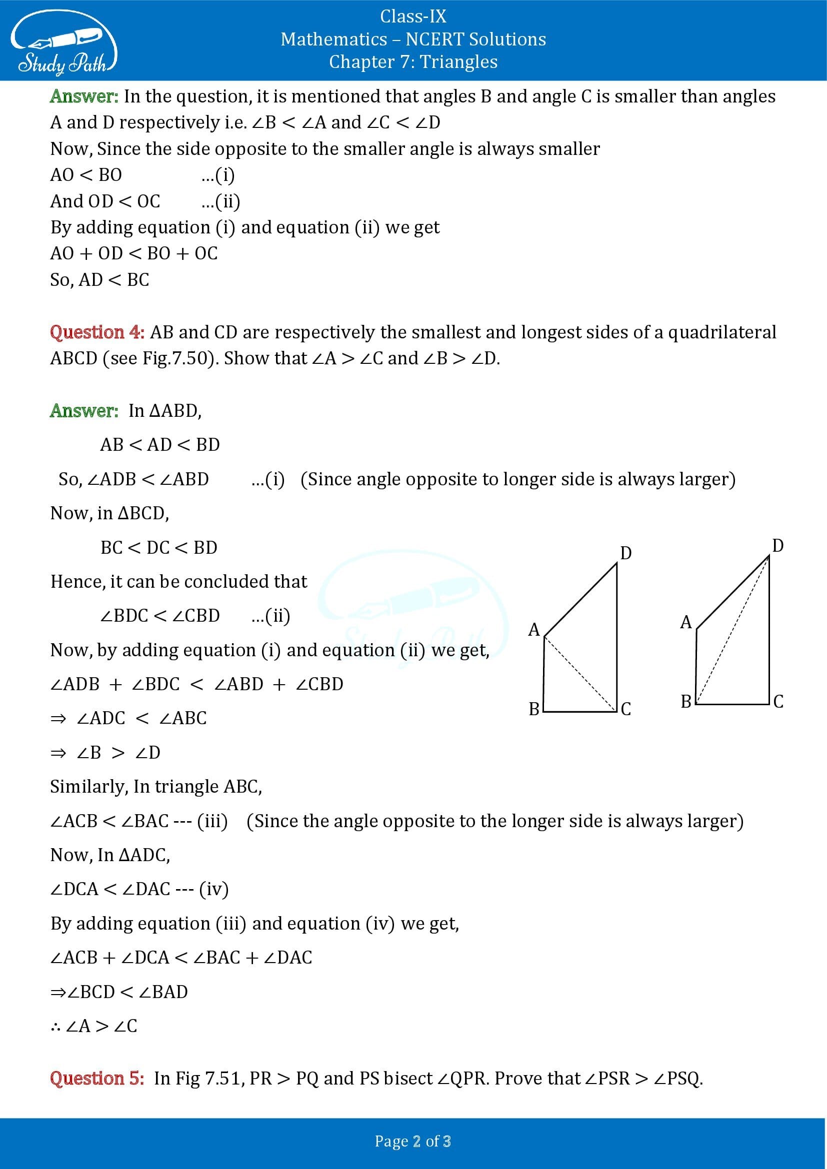 NCERT Solutions for Class 9 Maths Chapter 7 Triangles Exercise 7.4 00002