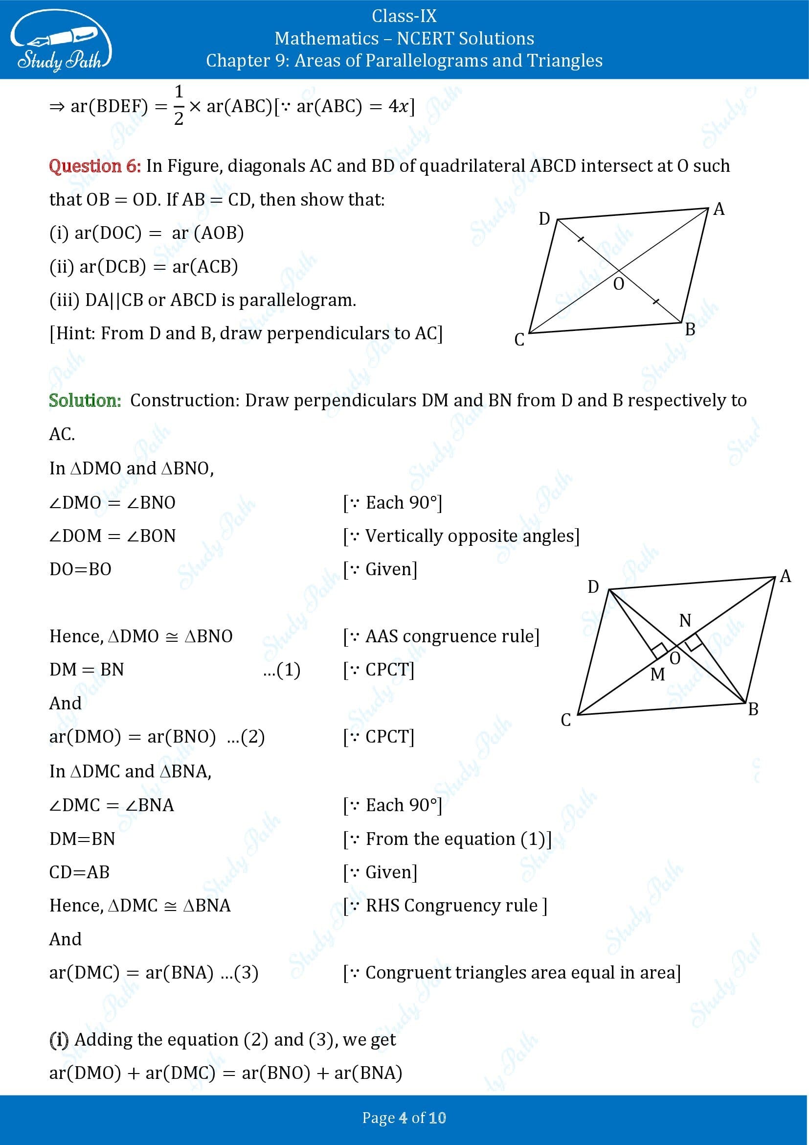 NCERT Solutions for Class 9 Maths Chapter 9 Areas of Parallelograms and Triangles Exercise 9.3 00004