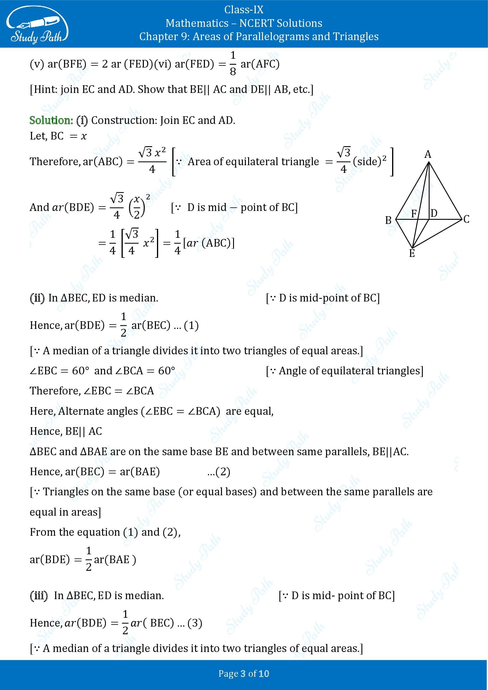 NCERT Solutions for Class 9 Maths Chapter 9 Areas of Parallelograms and Triangles Exercise 9.4 00003