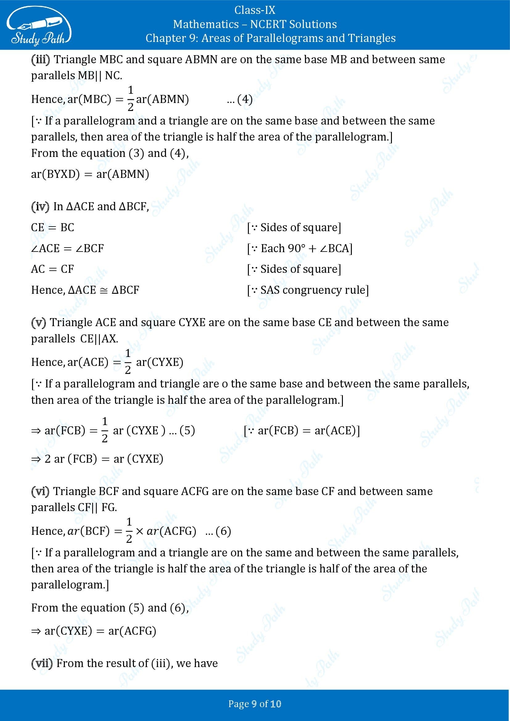 NCERT Solutions for Class 9 Maths Chapter 9 Areas of Parallelograms and Triangles Exercise 9.4 00009