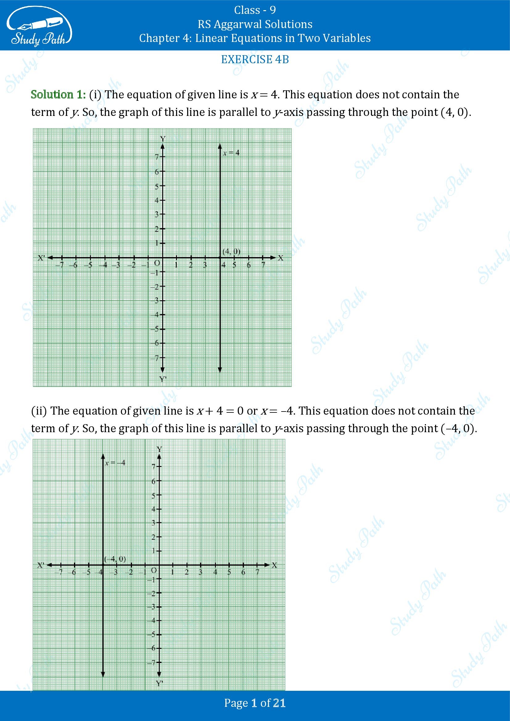 RS Aggarwal Solutions Class 9 Chapter 4 Linear Equations in Two Variables Exercise 4B 00001