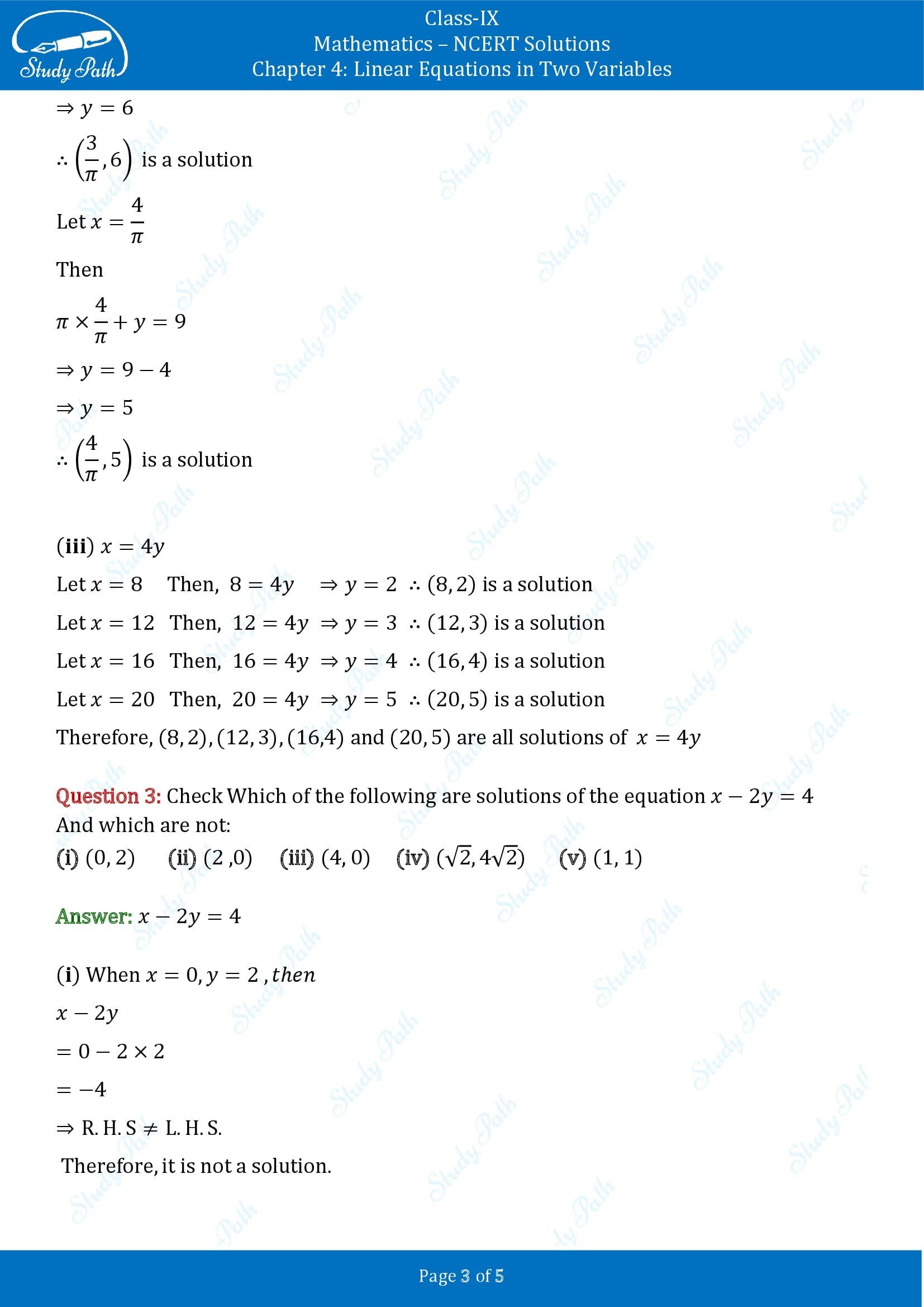 NCERT Solutions for Class 9 Maths Chapter 4 Linear Equations in Two Variables Exercise 4.2 00003