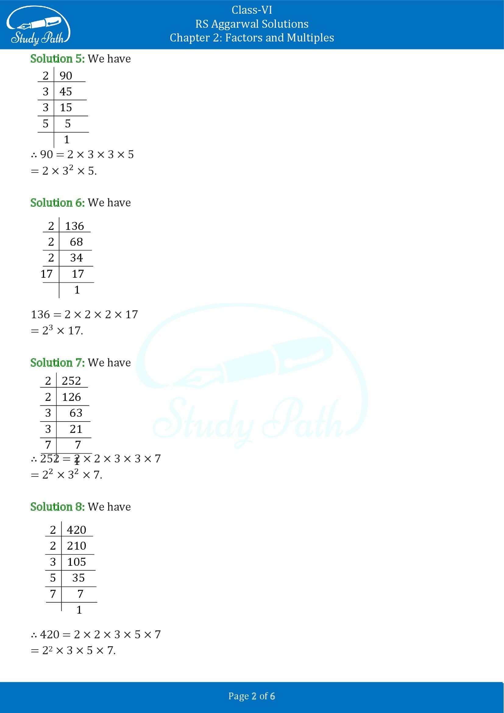 RS Aggarwal Solutions Class 6 Chapter 2 Factors and Multiples Exercise 2C 00002