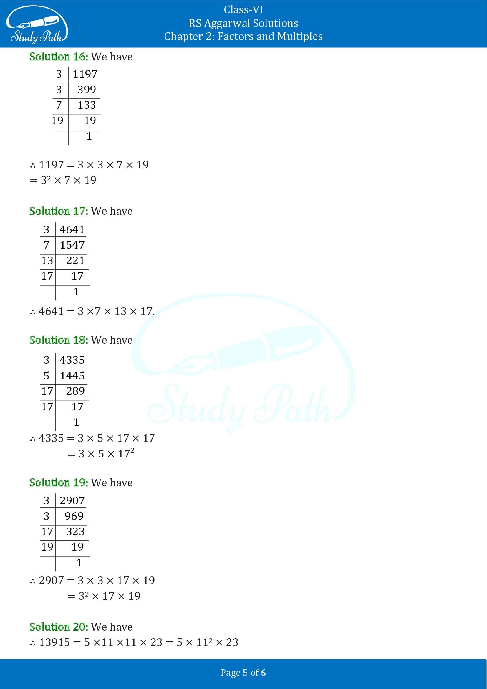 RS Aggarwal Solutions Class 6 Chapter 2 Factors and Multiples Exercise 2C 00005