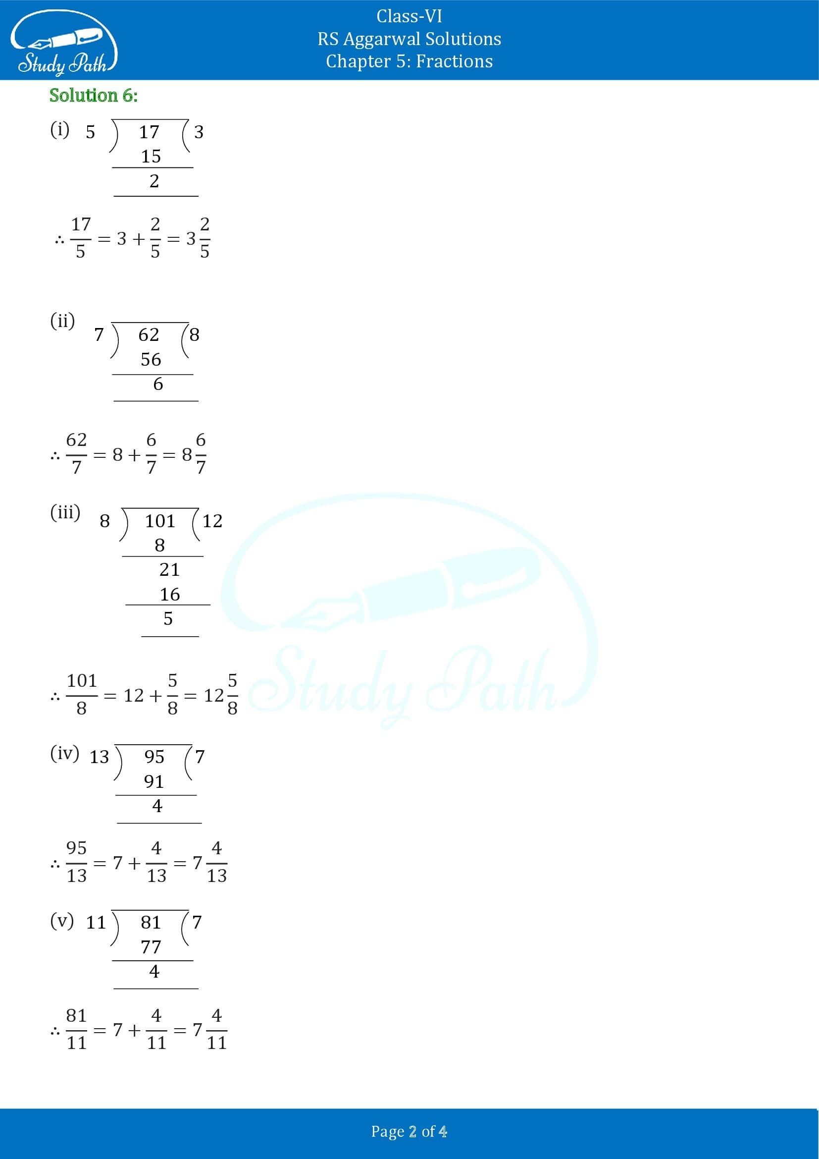 RS Aggarwal Solutions Class 6 Chapter 5 Fractions Exercise 5B 00002