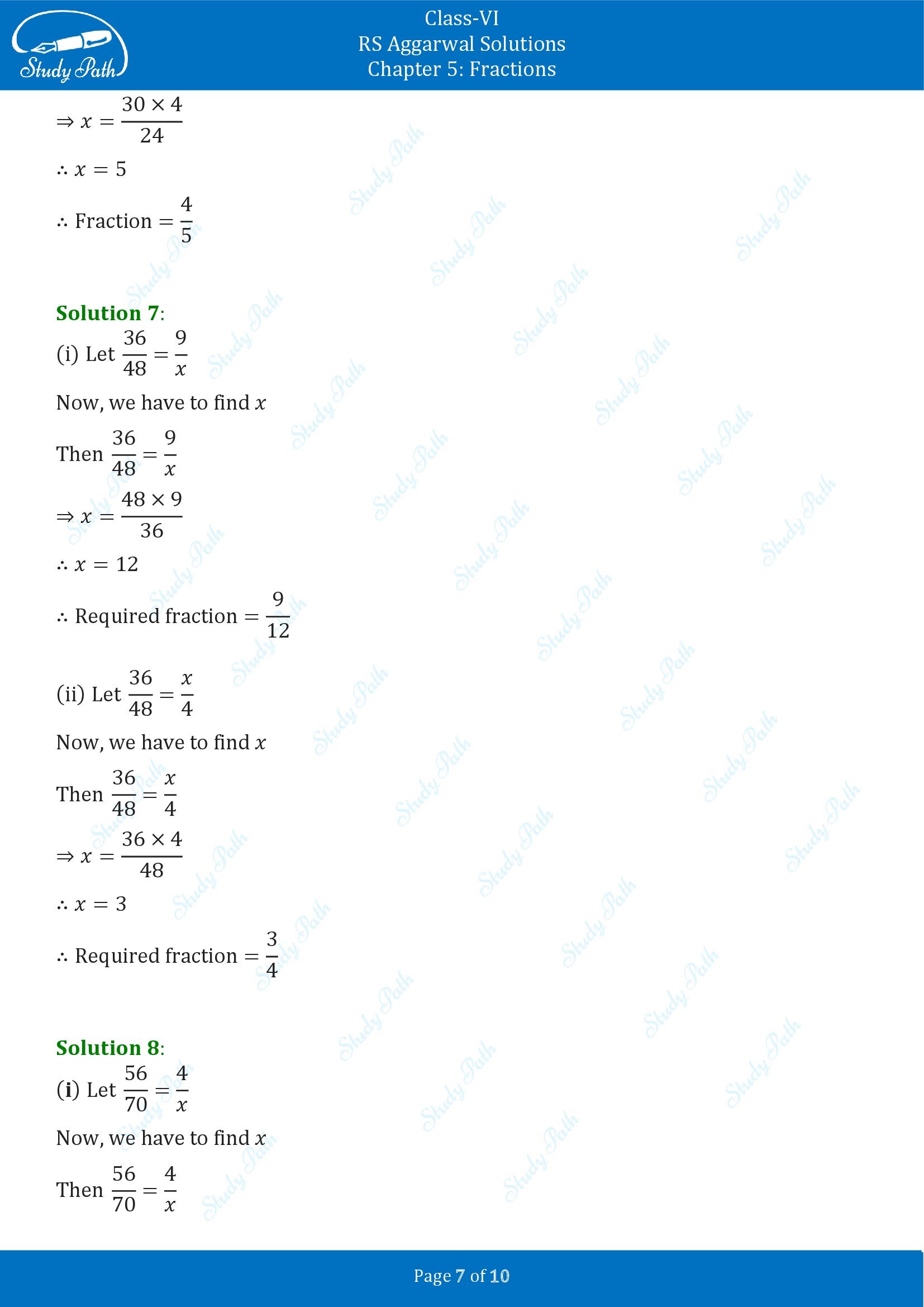 RS Aggarwal Solutions Class 6 Chapter 5 Fractions Exercise 5C 00007