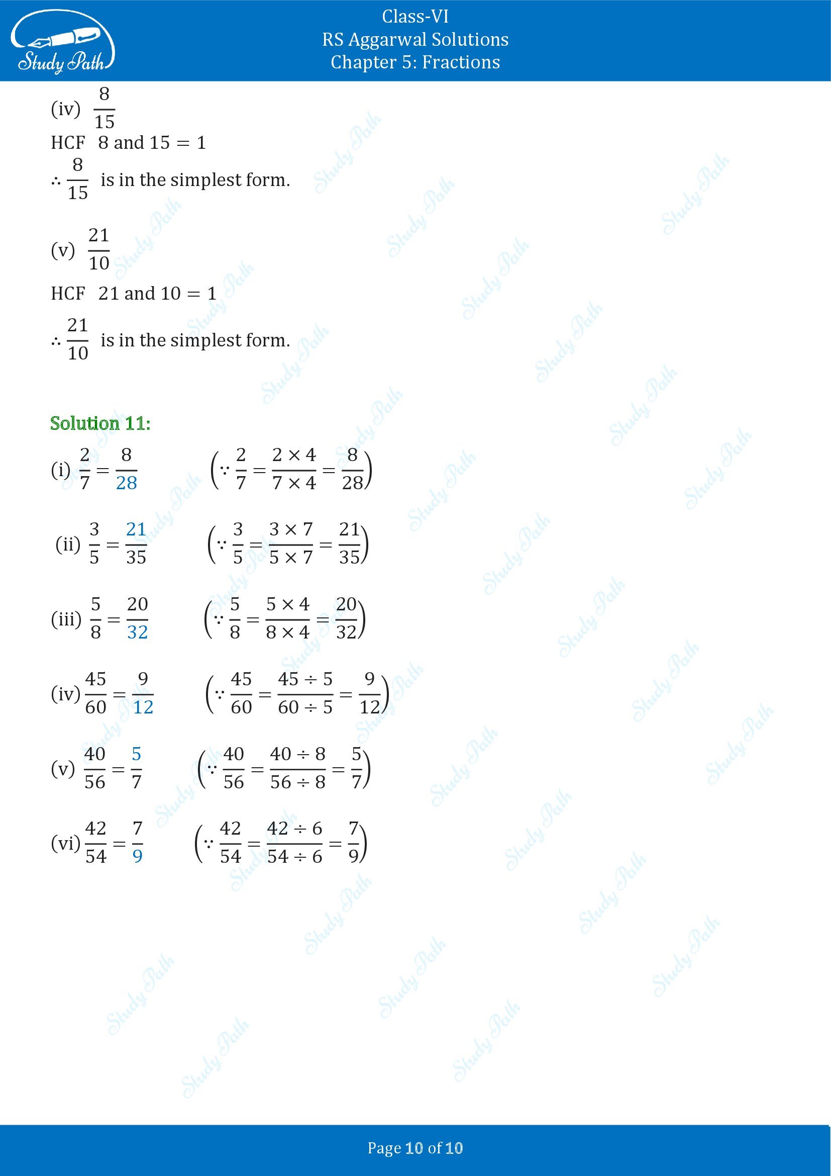 RS Aggarwal Solutions Class 6 Chapter 5 Fractions Exercise 5C 00010