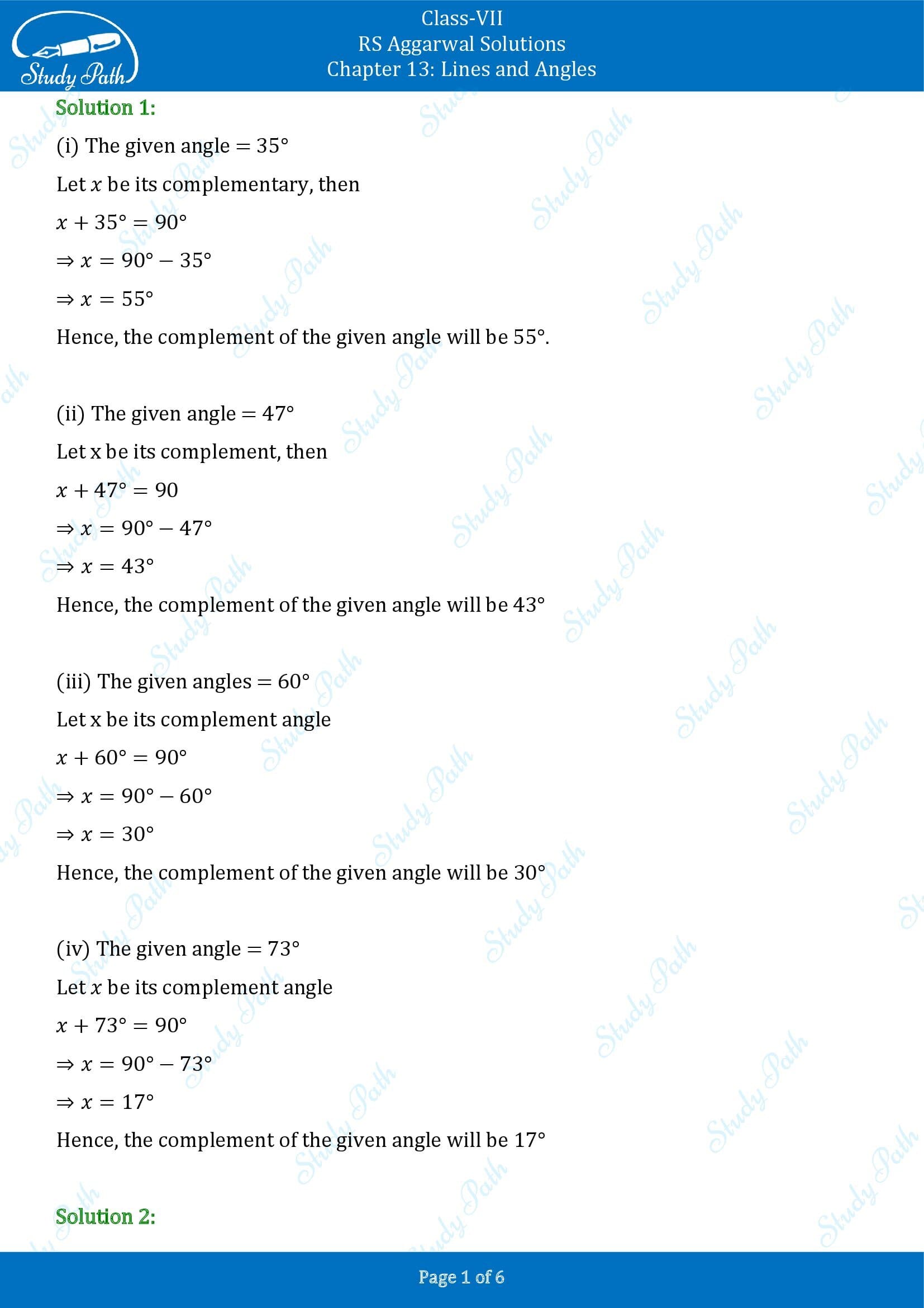 RS Aggarwal Solutions Class 7 Chapter 13 Lines and Angles 00001