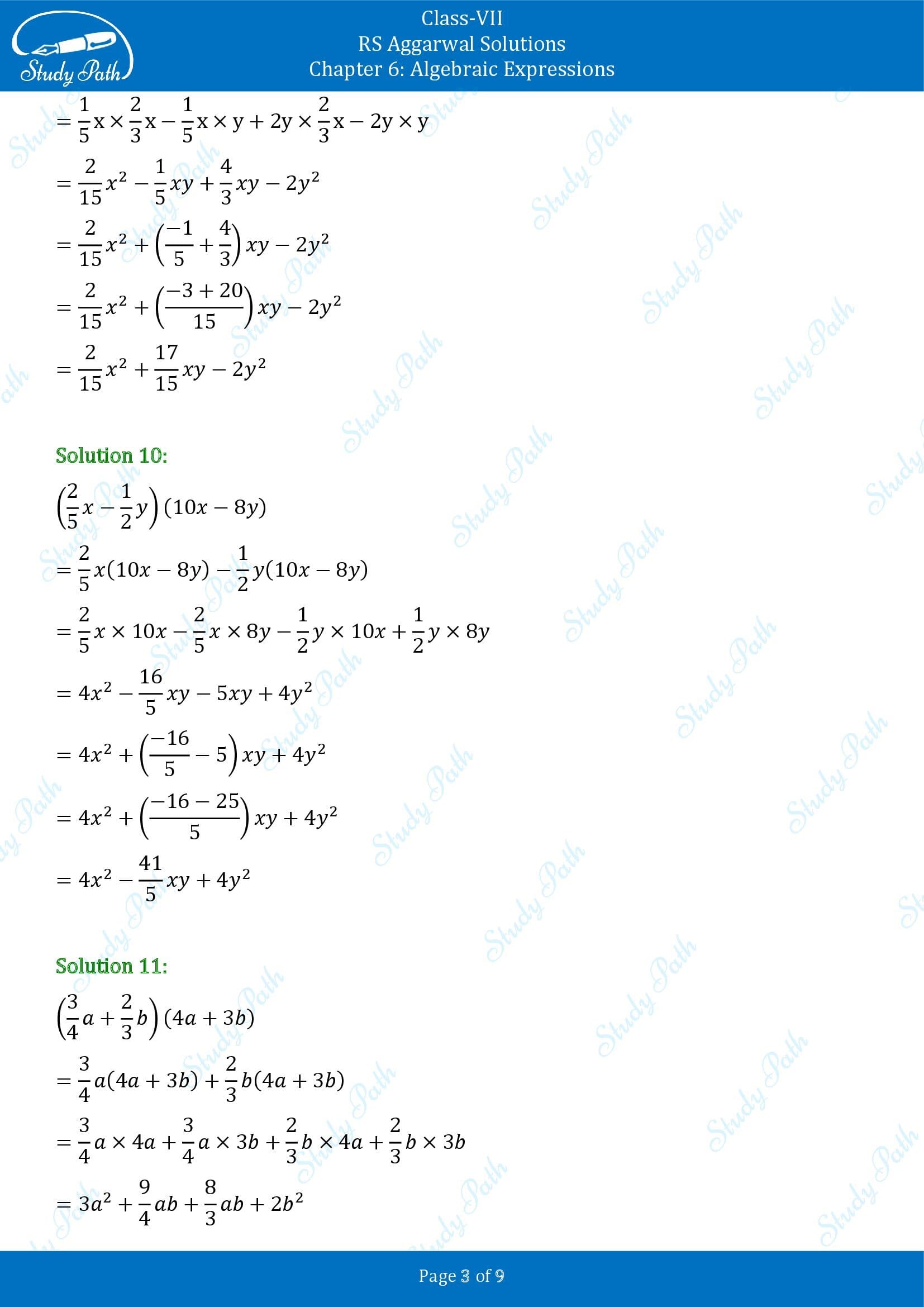 RS Aggarwal Solutions Class 7 Chapter 6 Algebraic Expresions Exercise 6D 00003