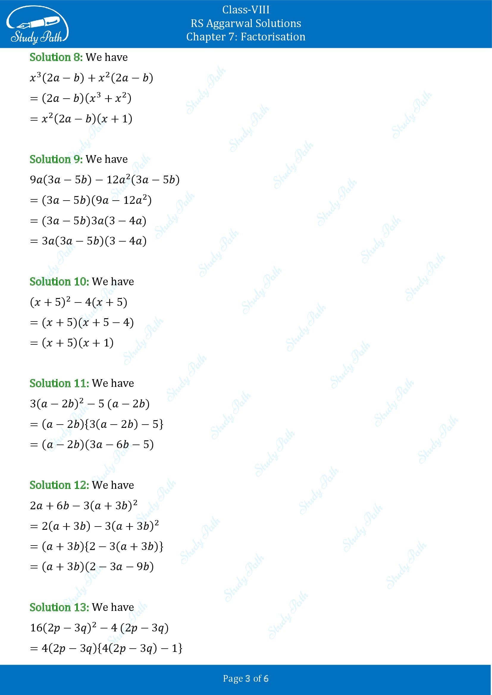 RS Aggarwal Solutions Class 8 Chapter 7 Factorisation Exercise 7A 00003