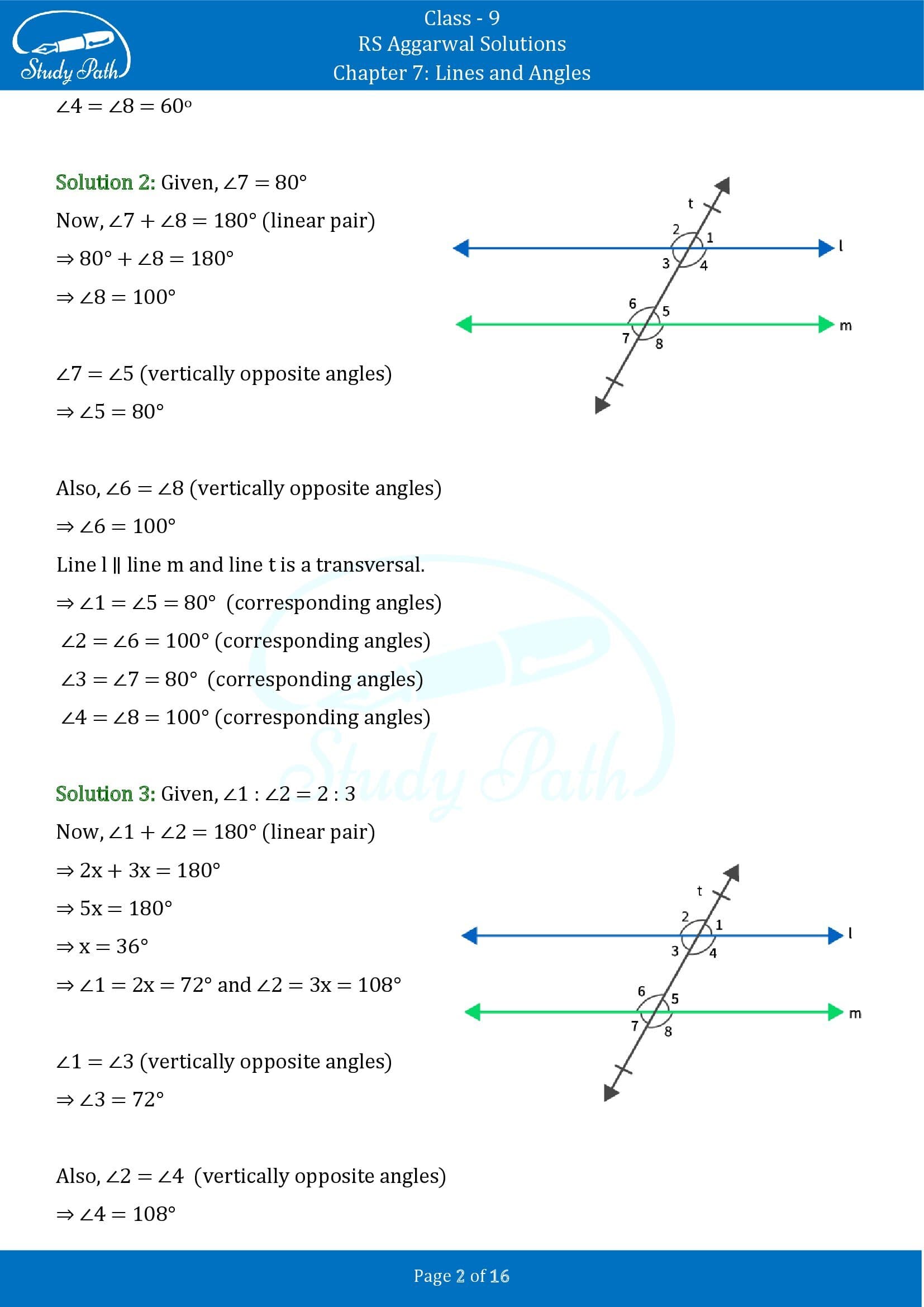 RS Aggarwal Solutions Class 9 Chapter 7 Lines and Angles Exercise 7C 00002