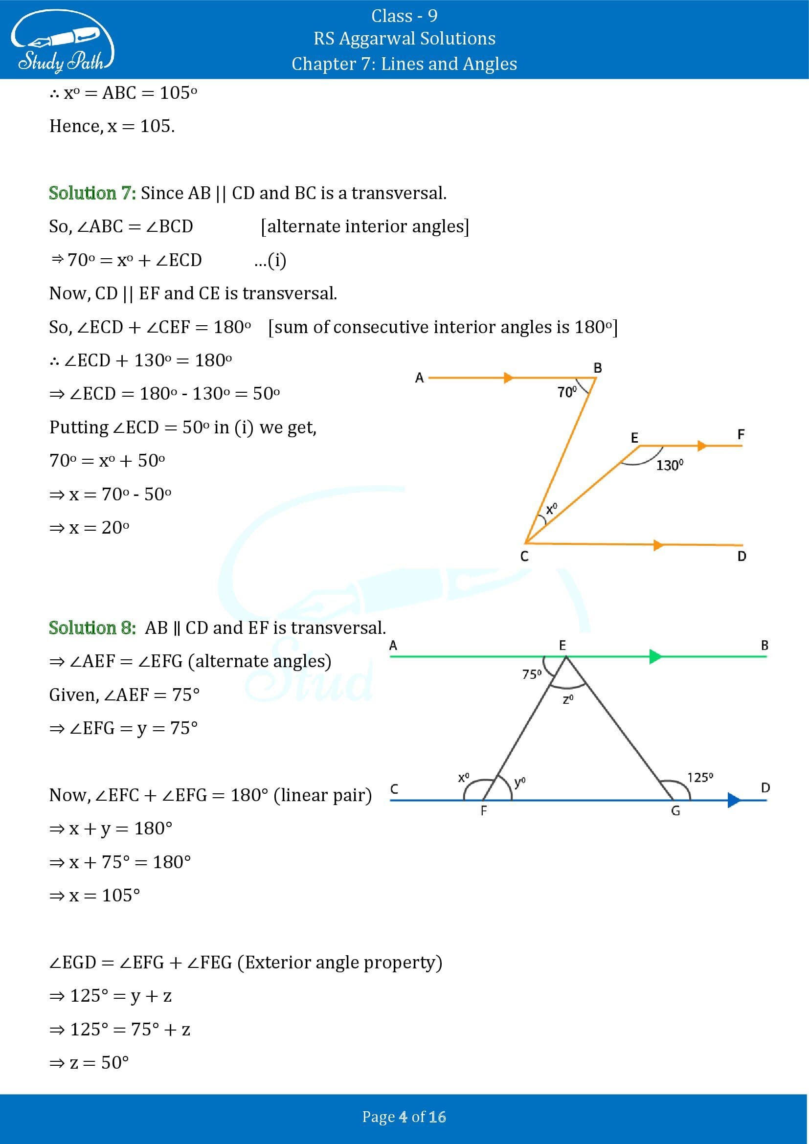 RS Aggarwal Solutions Class 9 Chapter 7 Lines and Angles Exercise 7C 00004