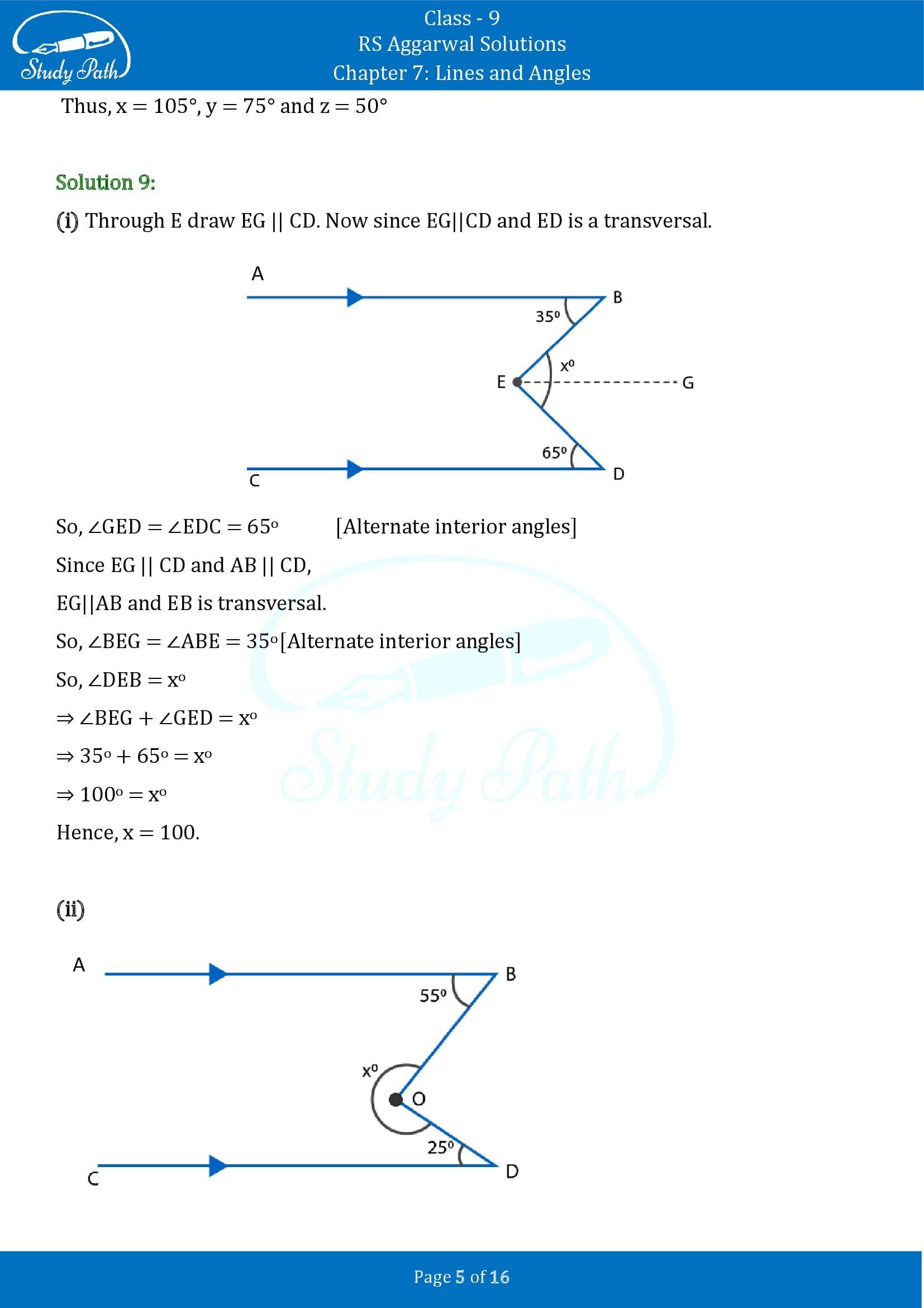 RS Aggarwal Solutions Class 9 Chapter 7 Lines and Angles Exercise 7C 00005
