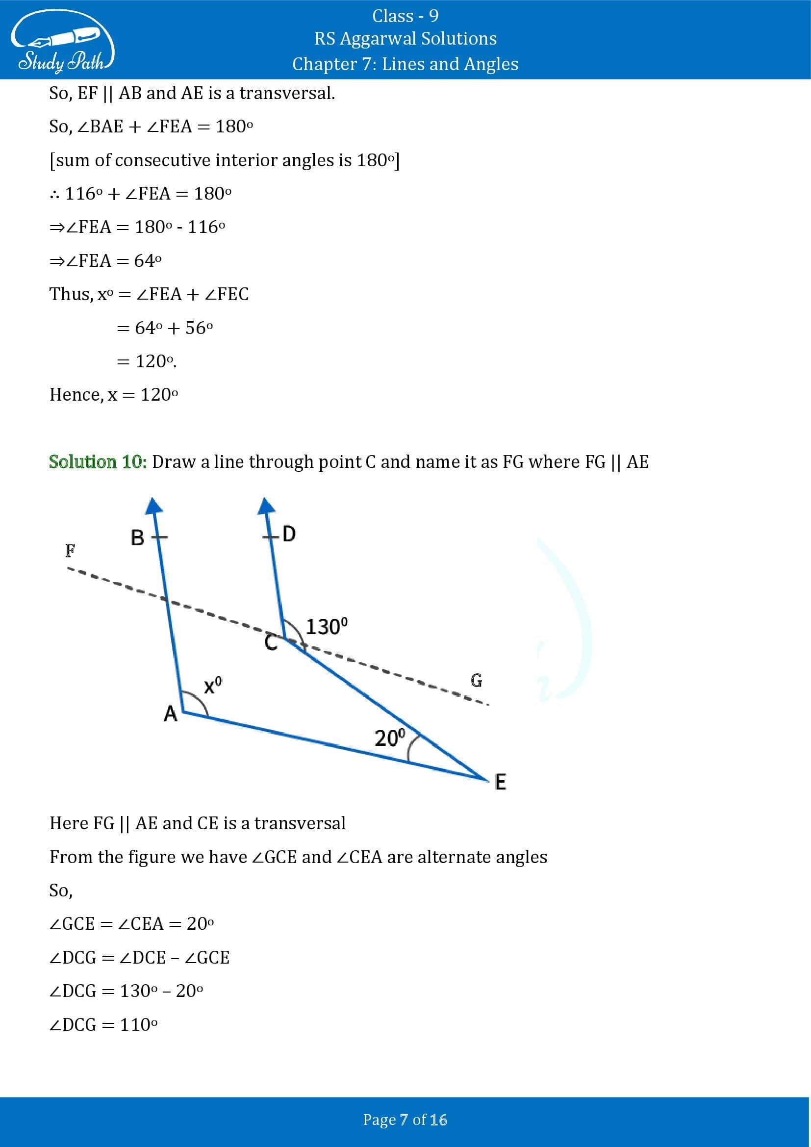 RS Aggarwal Solutions Class 9 Chapter 7 Lines and Angles Exercise 7C 00007