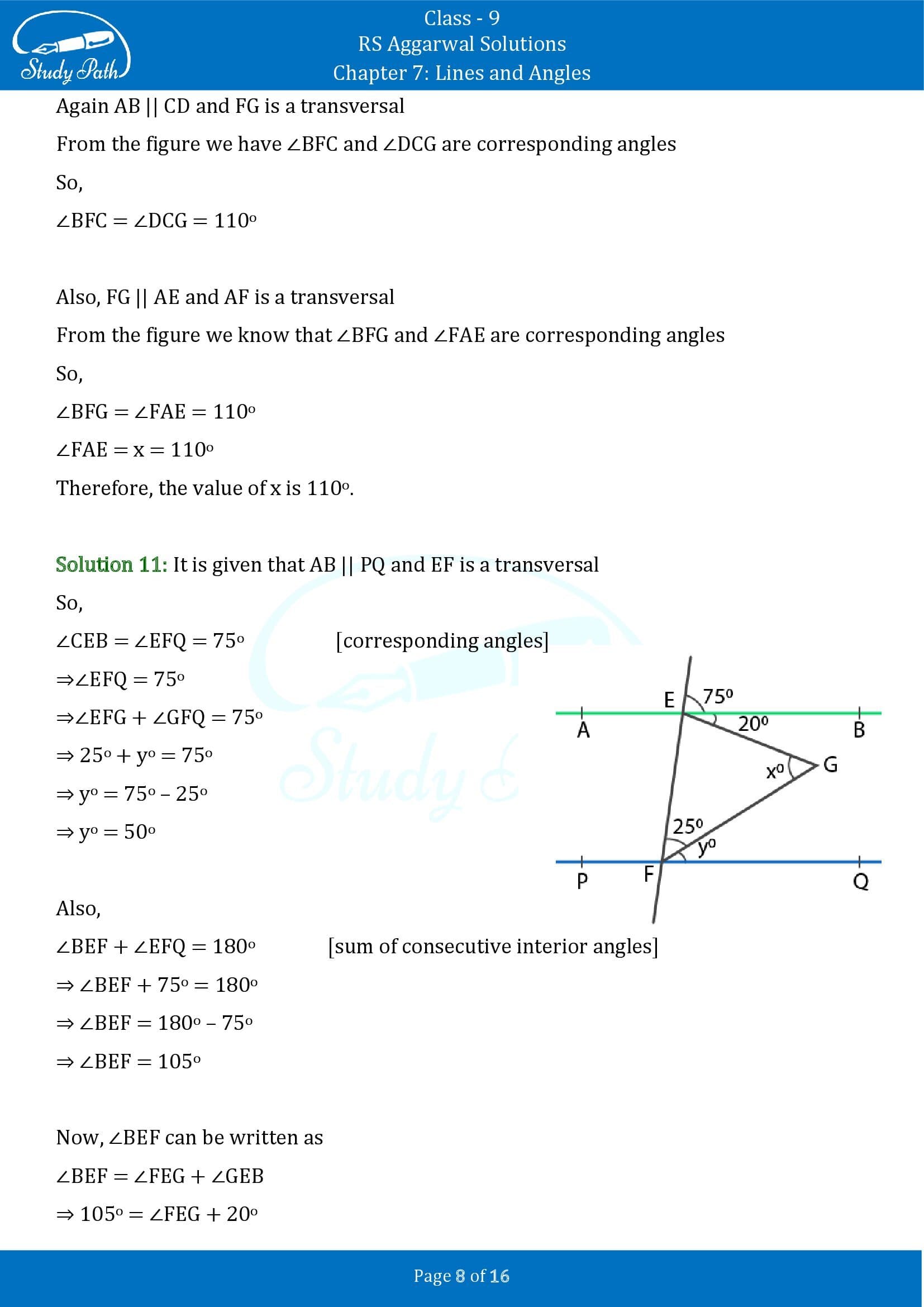 RS Aggarwal Solutions Class 9 Chapter 7 Lines and Angles Exercise 7C 00008