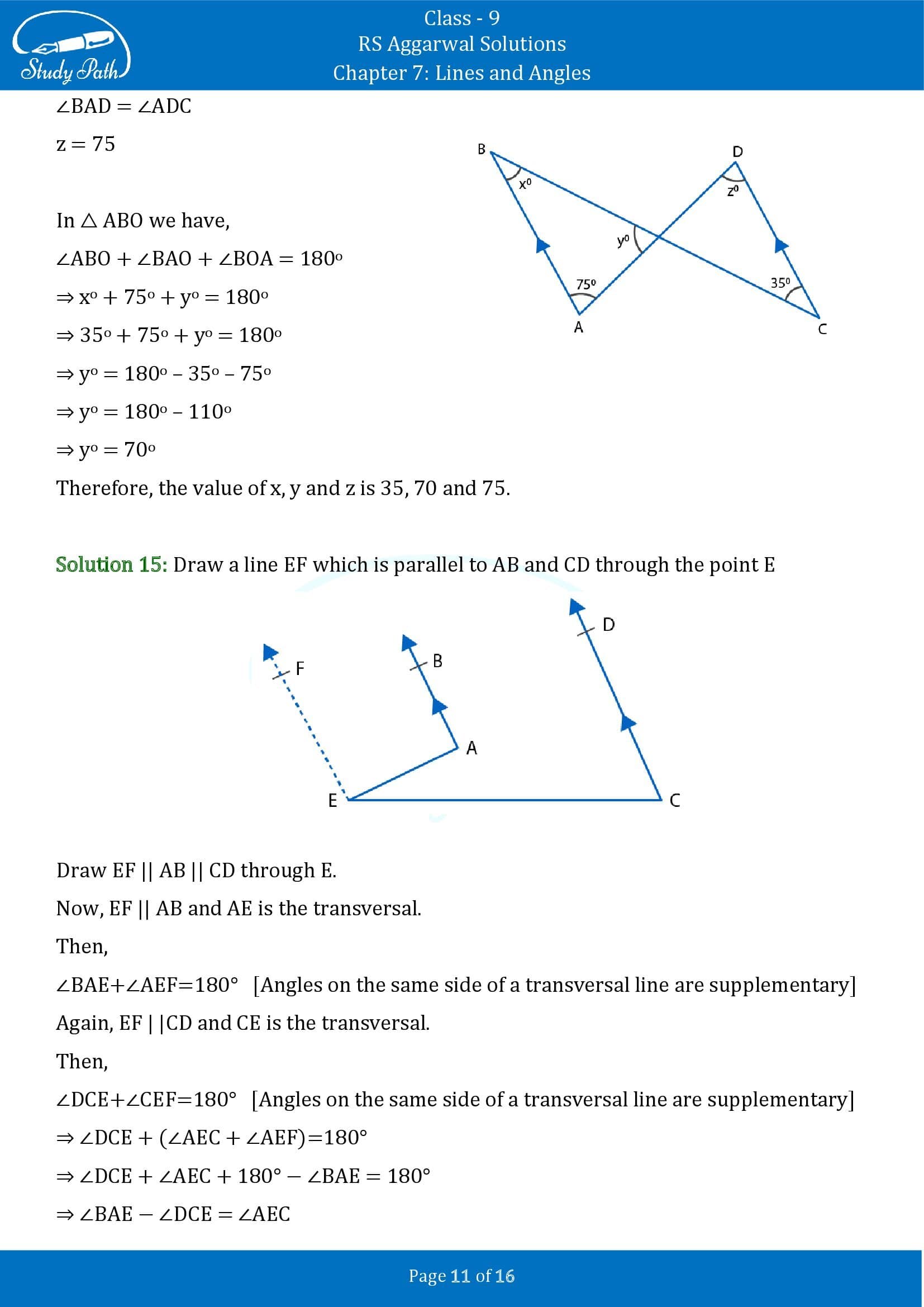 RS Aggarwal Solutions Class 9 Chapter 7 Lines and Angles Exercise 7C 00011