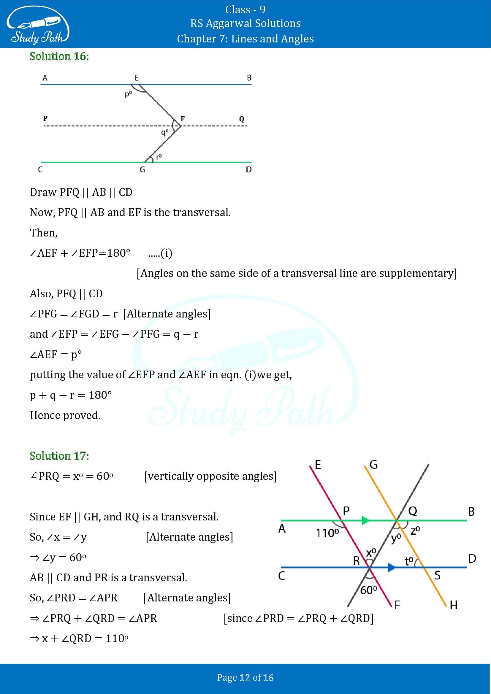 RS Aggarwal Solutions Class 9 Chapter 7 Lines and Angles Exercise 7C 00012