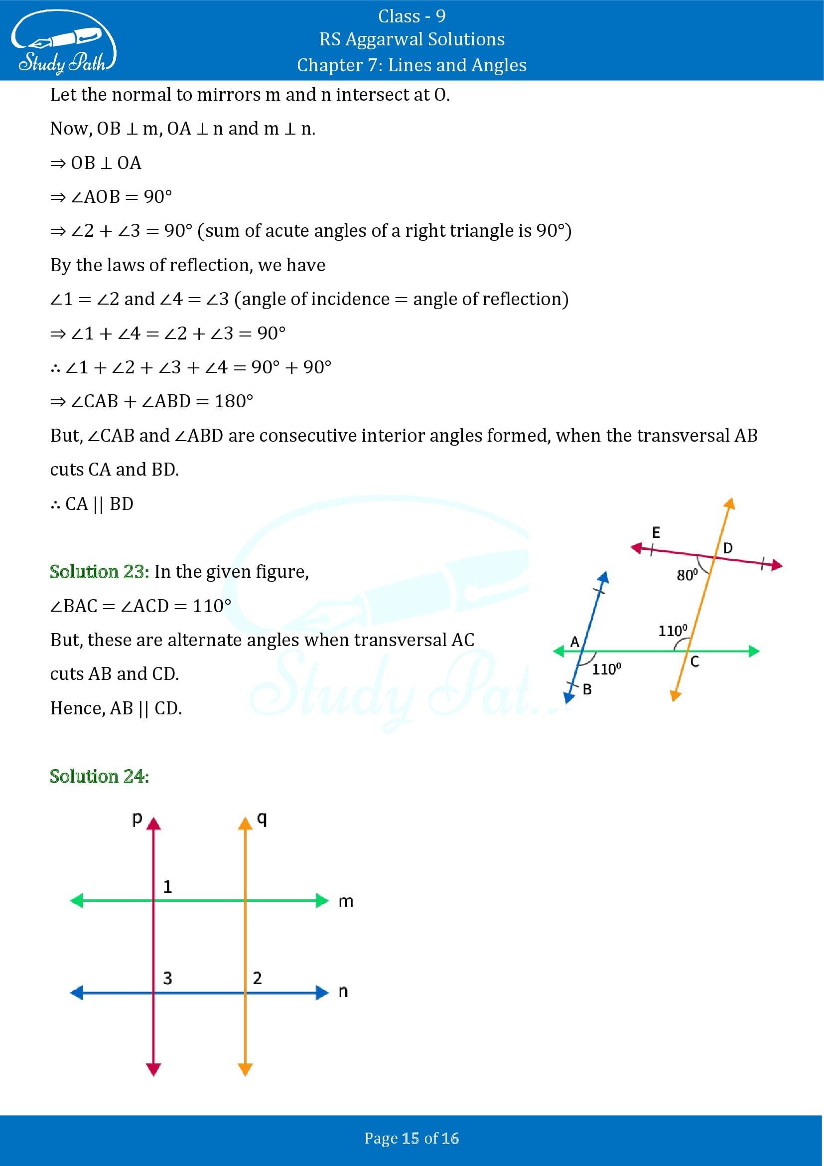 RS Aggarwal Solutions Class 9 Chapter 7 Lines and Angles Exercise 7C 00015
