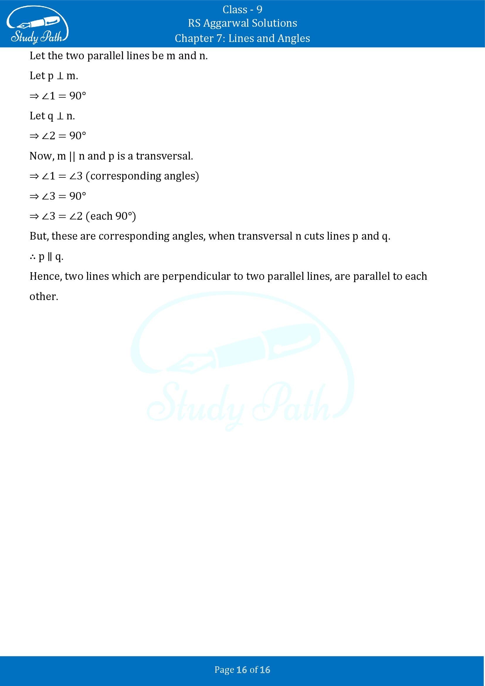 RS Aggarwal Solutions Class 9 Chapter 7 Lines and Angles Exercise 7C 00016