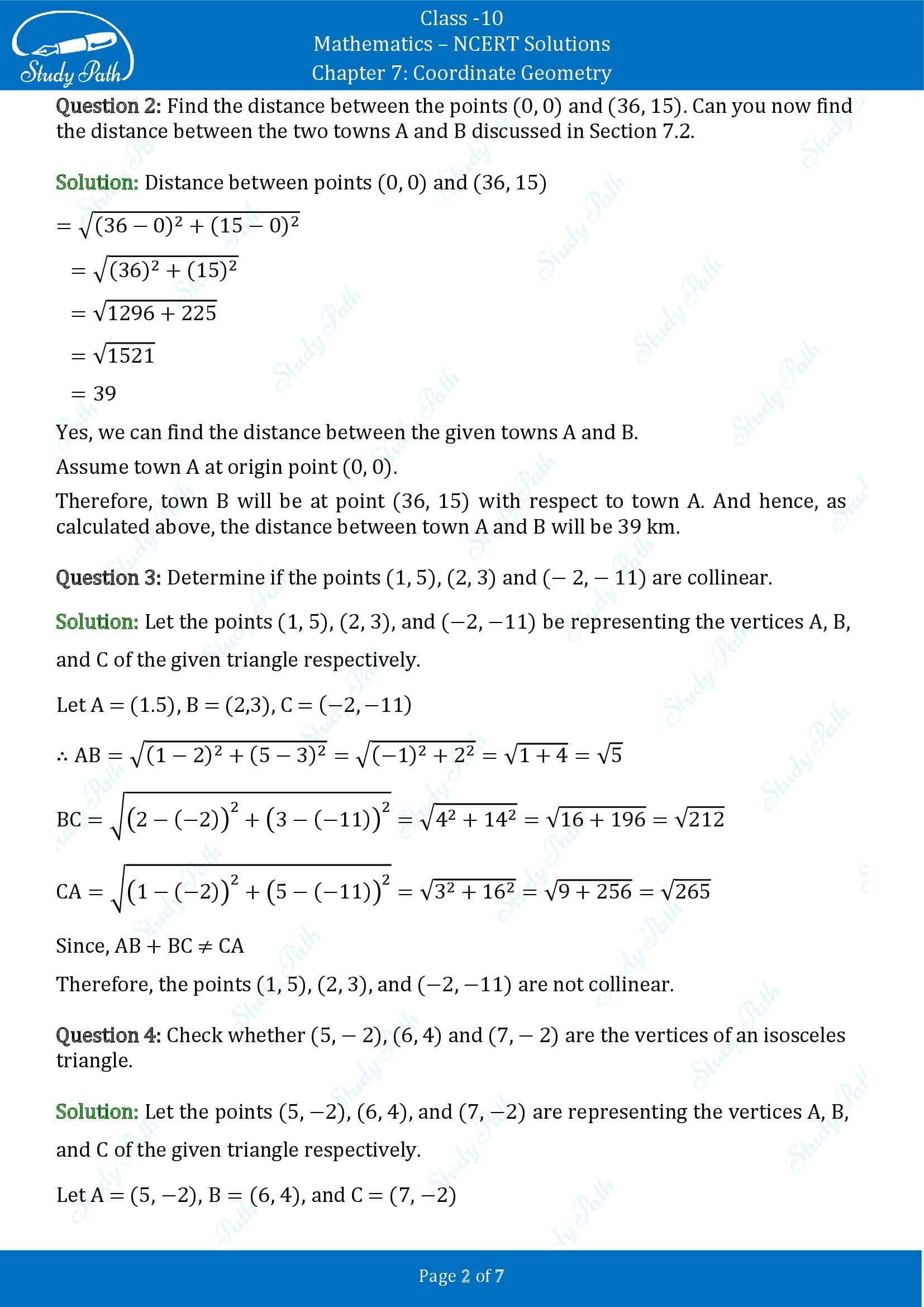 NCERT Solutions for Class 10 Maths Chapter 7 Coordinate Geometry Exercise 7.1 0002