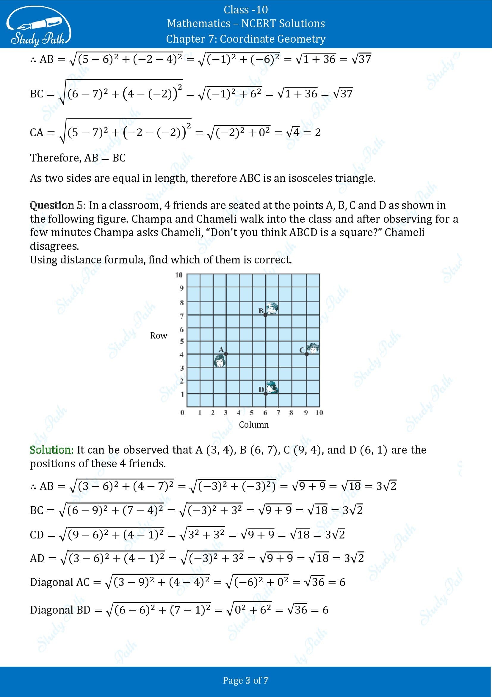 NCERT Solutions for Class 10 Maths Chapter 7 Coordinate Geometry Exercise 7.1 0003