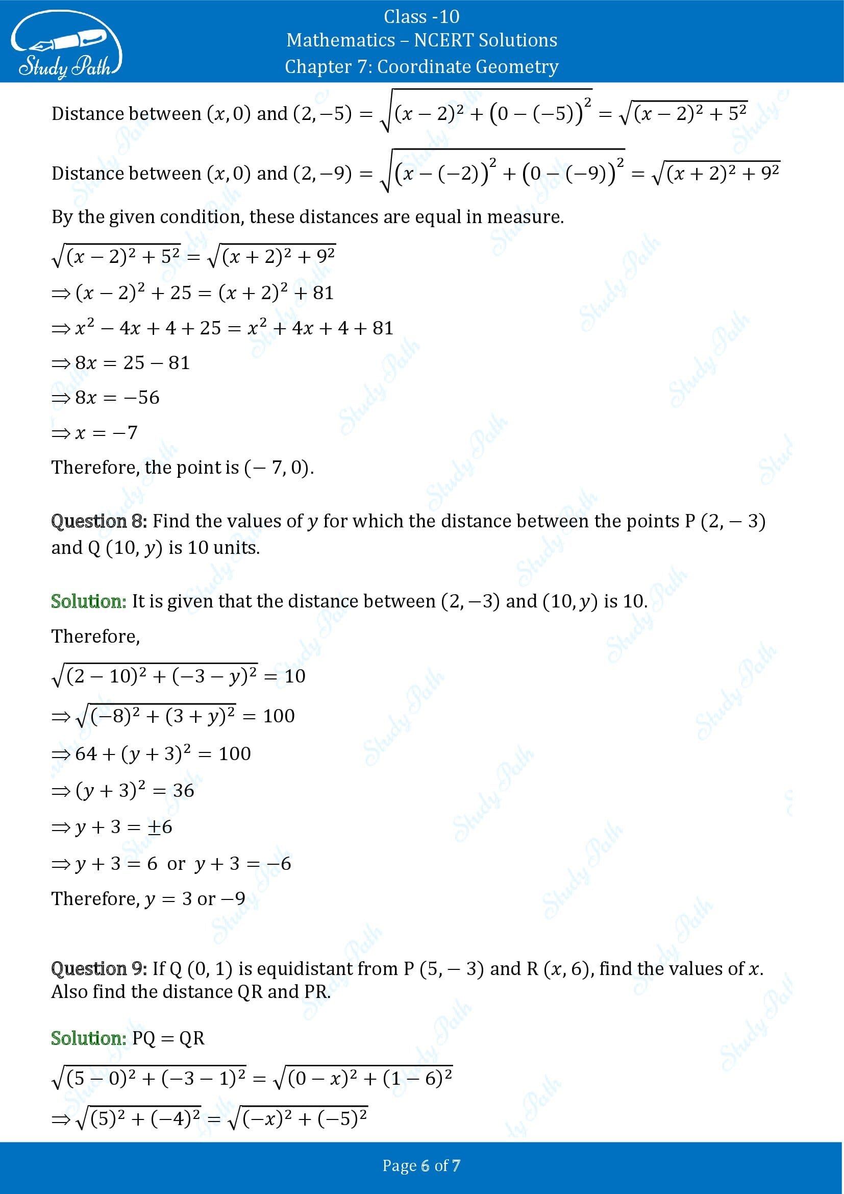 NCERT Solutions for Class 10 Maths Chapter 7 Coordinate Geometry Exercise 7.1 0006