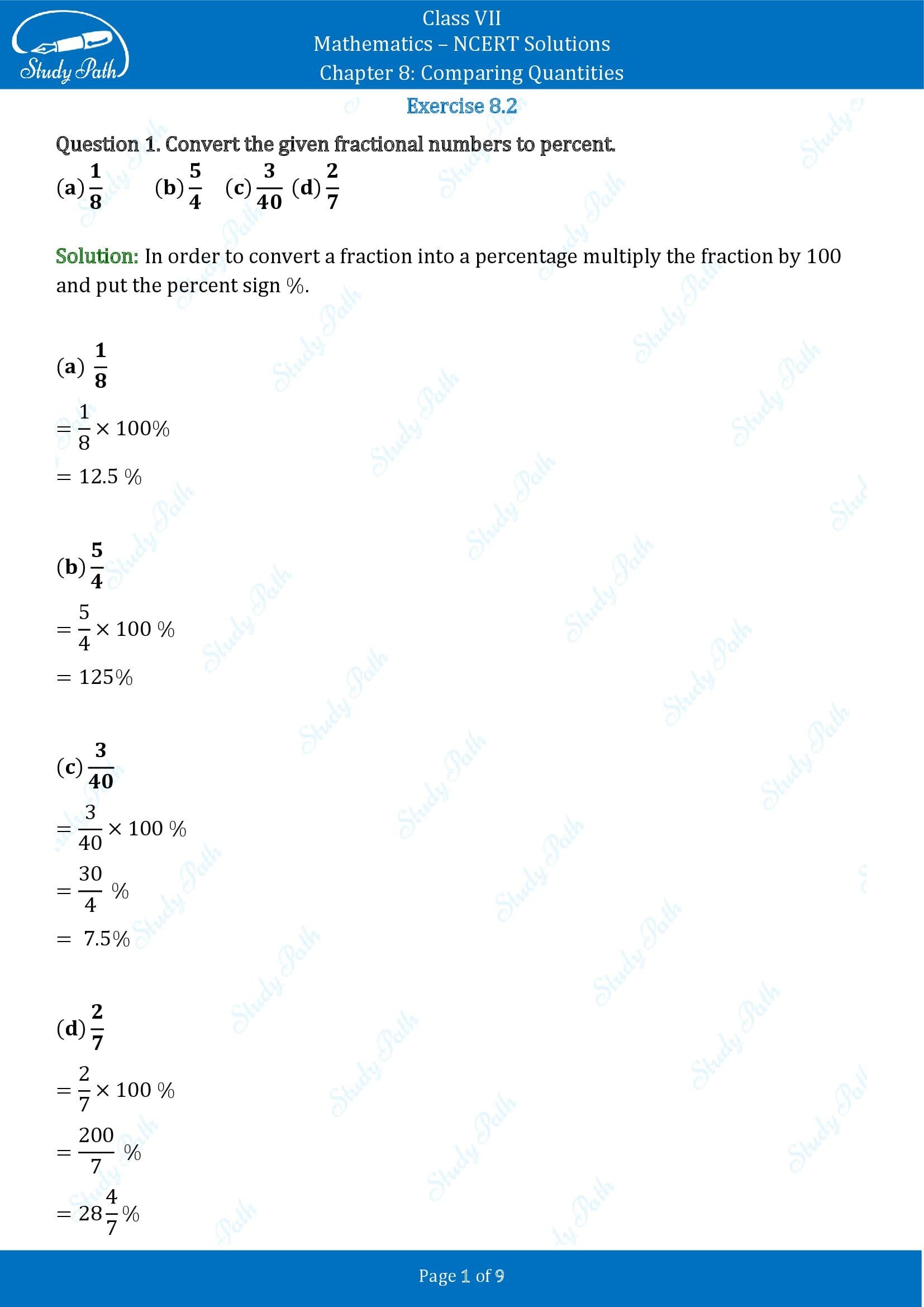 NCERT Solutions for Class 7 Maths Chapter 8 Comparing Quantities Exercise 8.2 00001