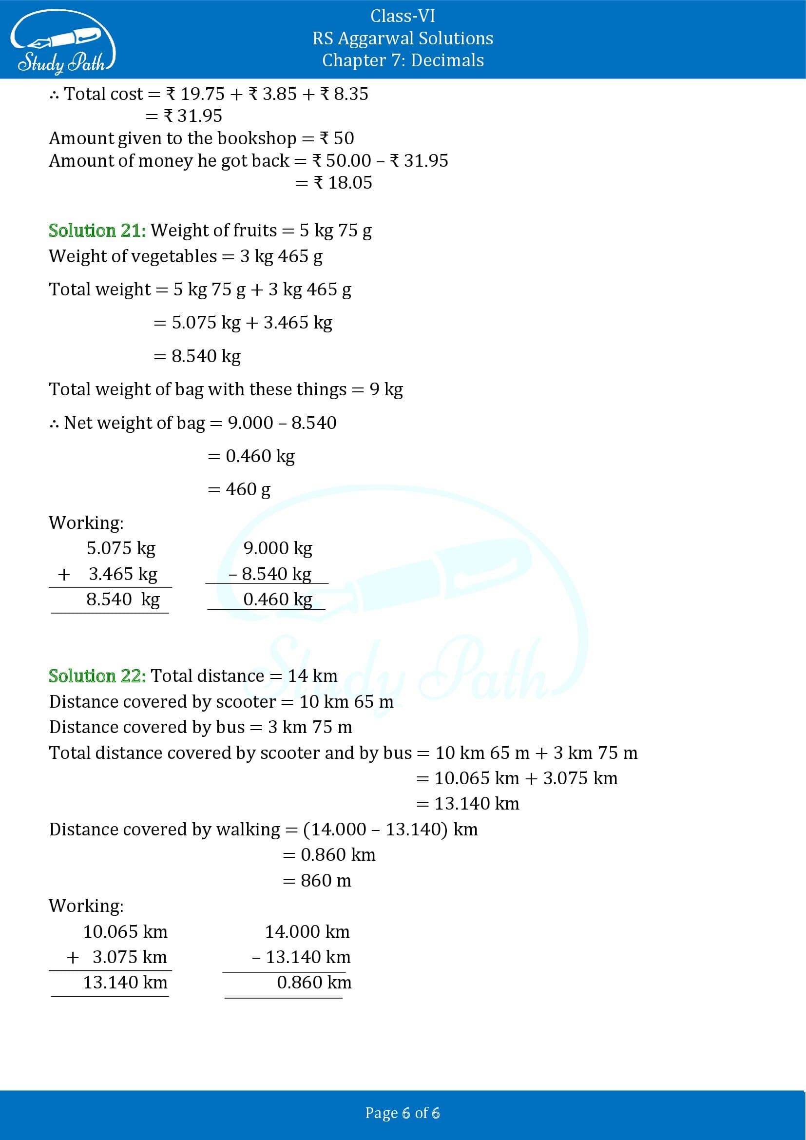 RS Aggarwal Solutions Class 6 Chapter 7 Decimals Exercise 7D 00006