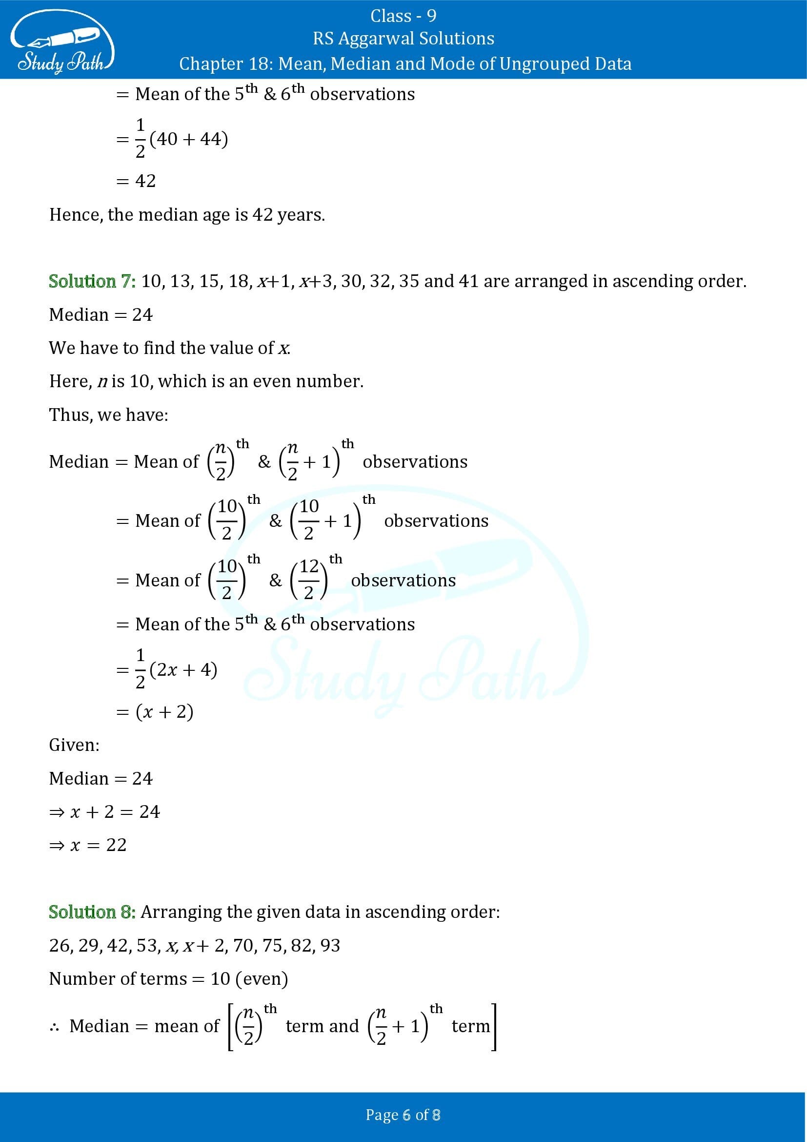 RS Aggarwal Solutions Class 9 Chapter 18 Mean Median and Mode of Ungrouped Data Exercise 18C 0006