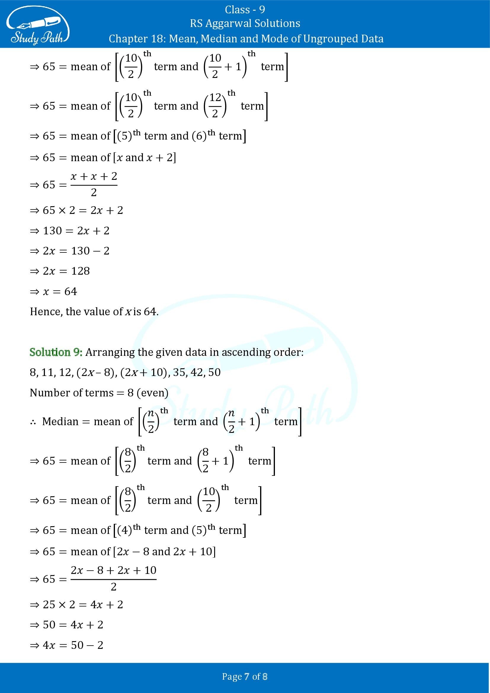 RS Aggarwal Solutions Class 9 Chapter 18 Mean Median and Mode of Ungrouped Data Exercise 18C 0007