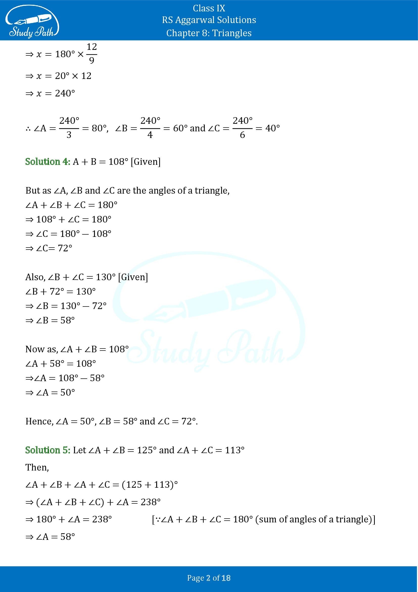 RS Aggarwal Solutions Class 9 Chapter 8 Triangles Exercise 8 0002