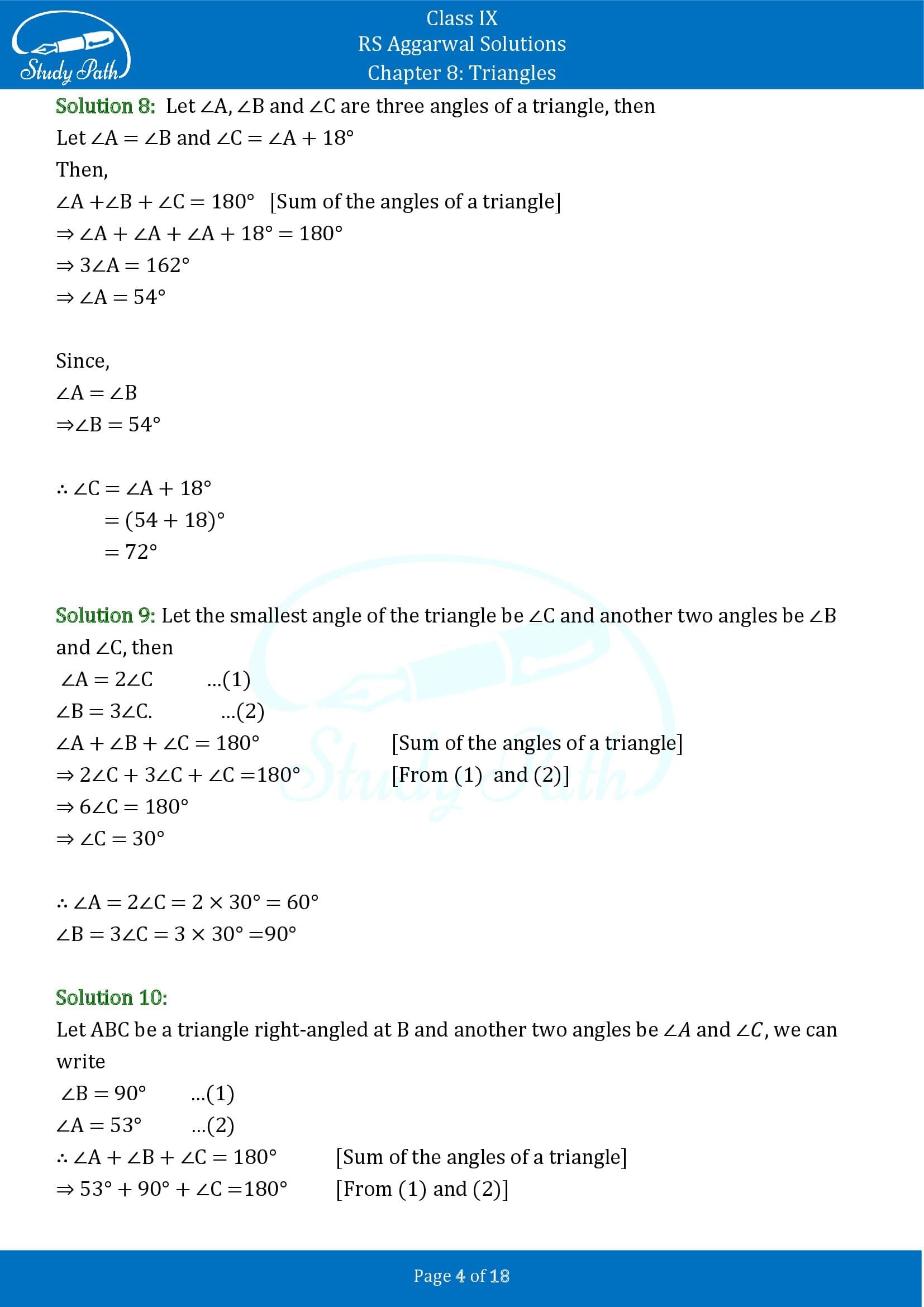 RS Aggarwal Solutions Class 9 Chapter 8 Triangles Exercise 8 0004