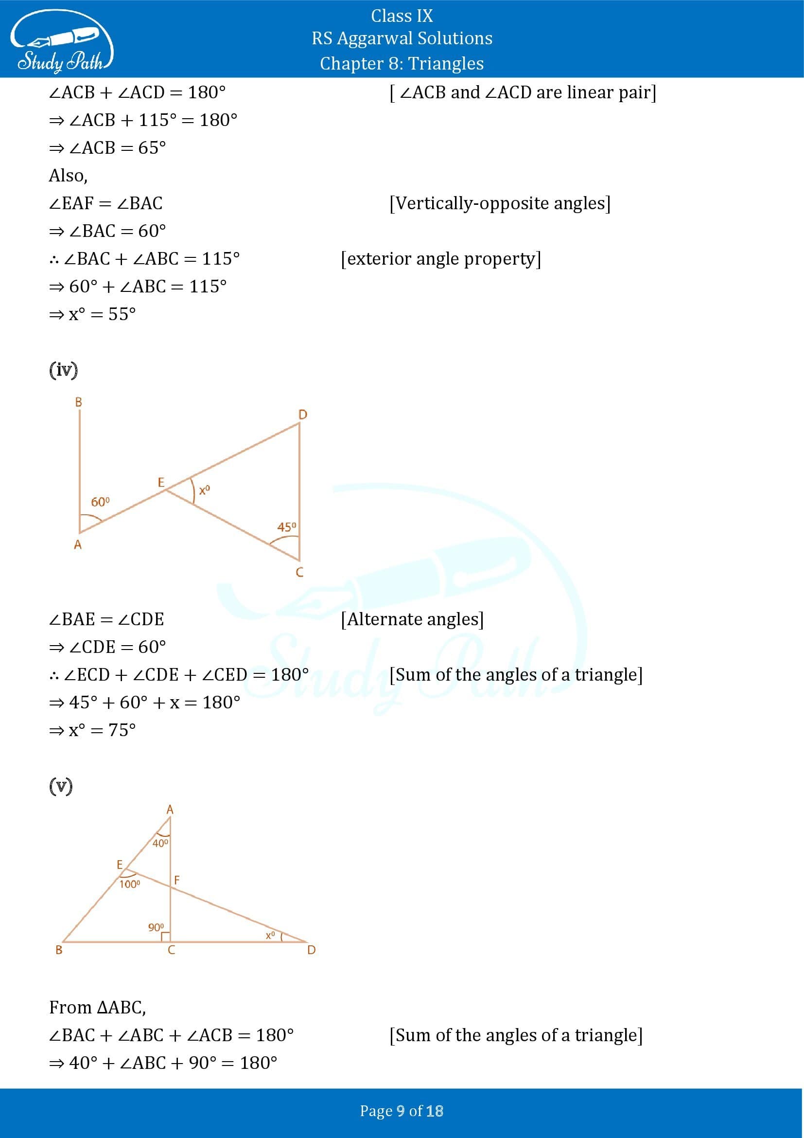 RS Aggarwal Solutions Class 9 Chapter 8 Triangles Exercise 8 0009