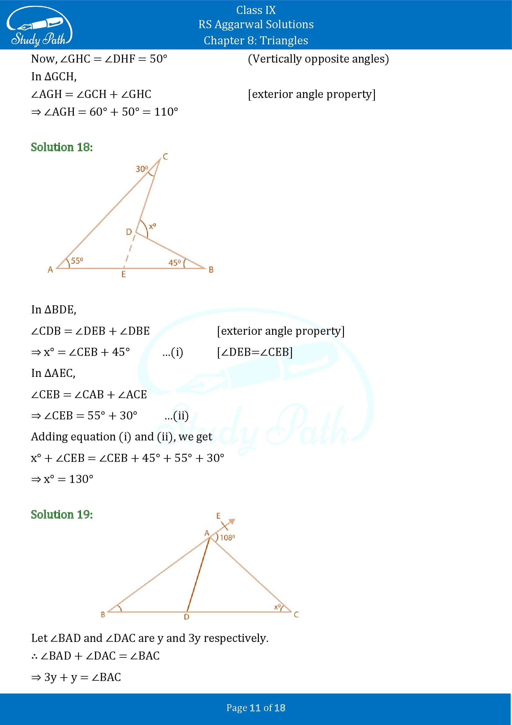 RS Aggarwal Solutions Class 9 Chapter 8 Triangles Exercise 8 0011