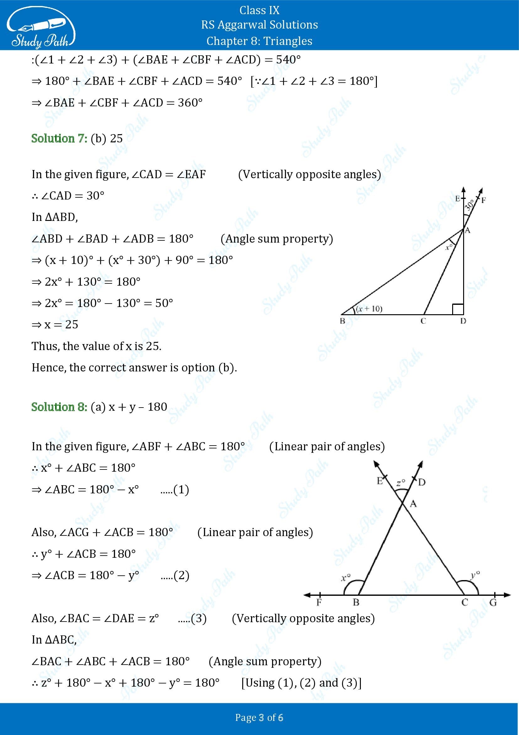RS Aggarwal Solutions Class 9 Chapter 8 Triangles Multiple Choice Questions MCQs 0003