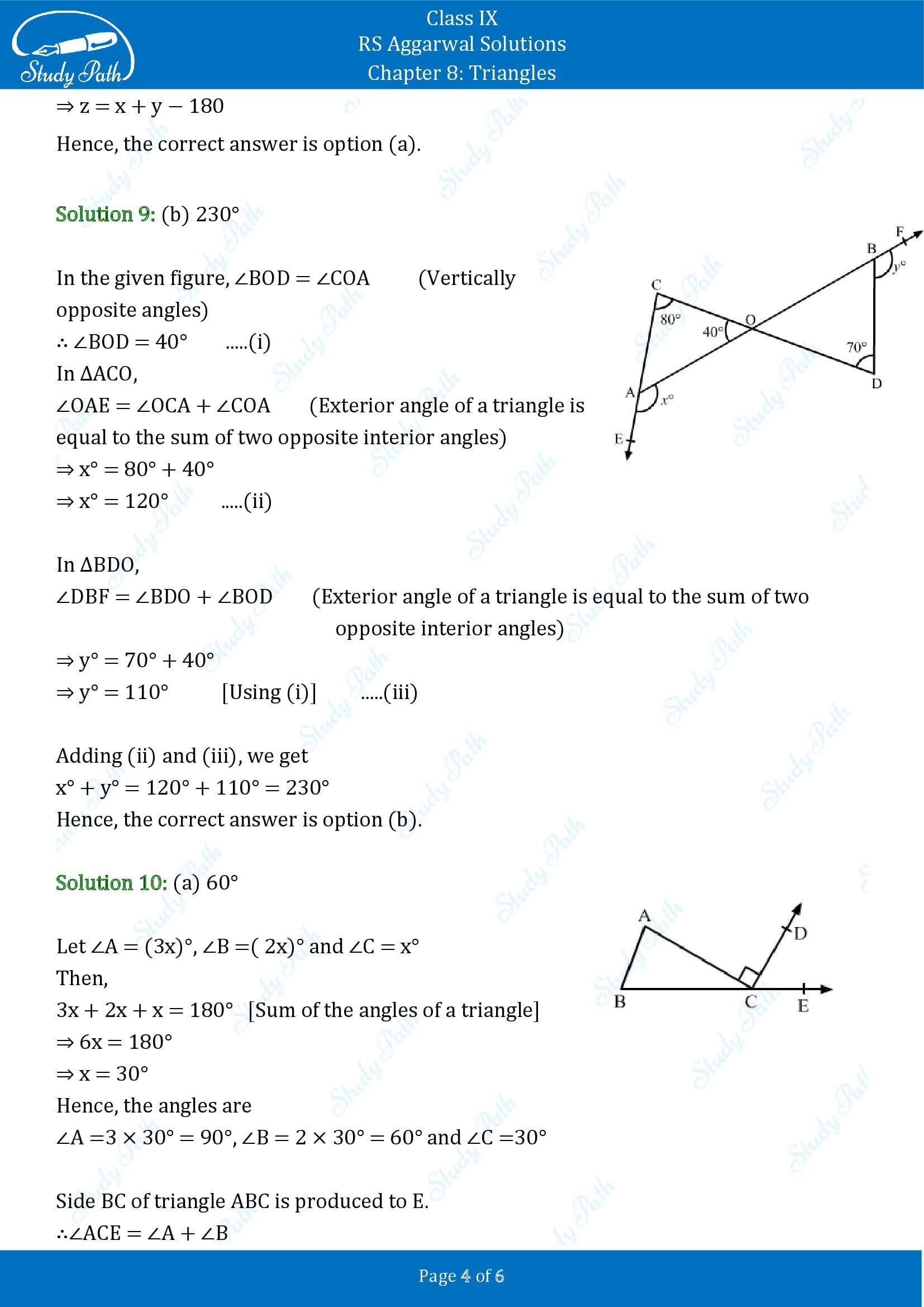 RS Aggarwal Solutions Class 9 Chapter 8 Triangles Multiple Choice Questions MCQs 0004