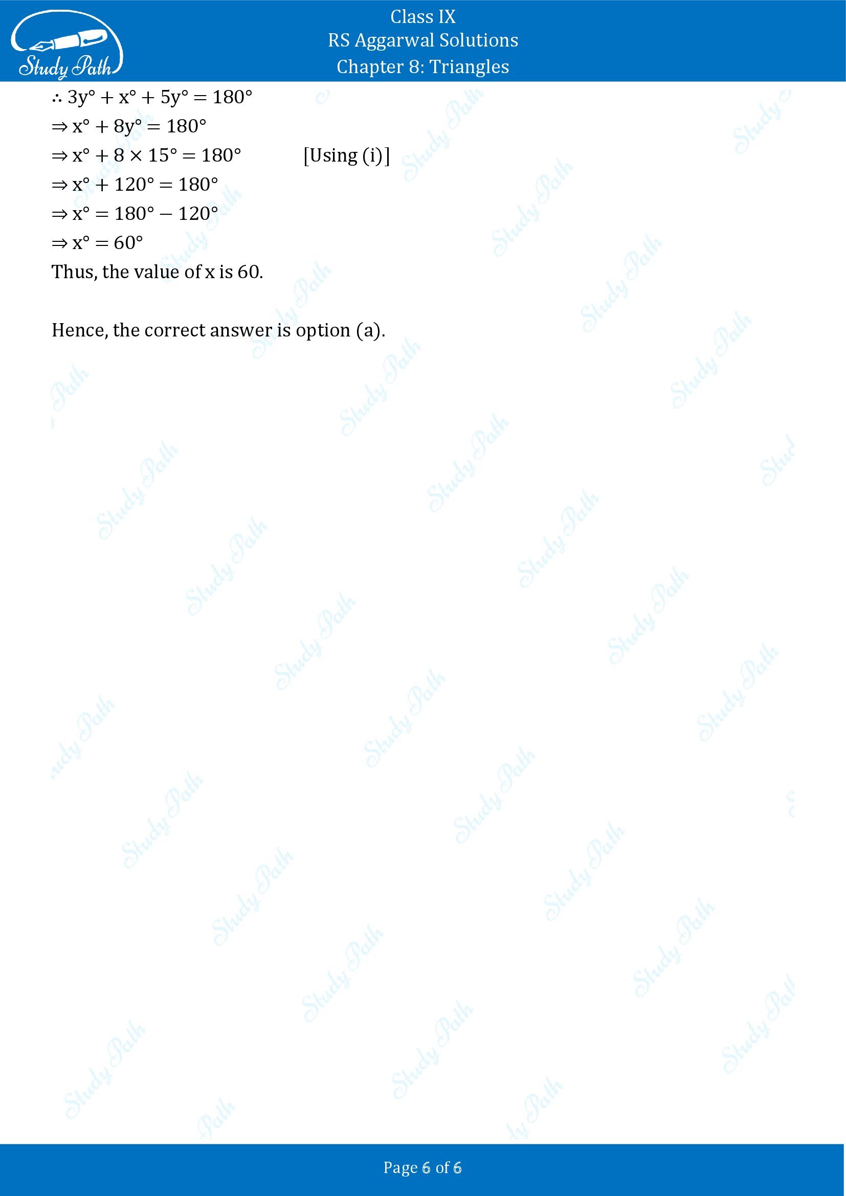 RS Aggarwal Solutions Class 9 Chapter 8 Triangles Multiple Choice Questions MCQs 0006