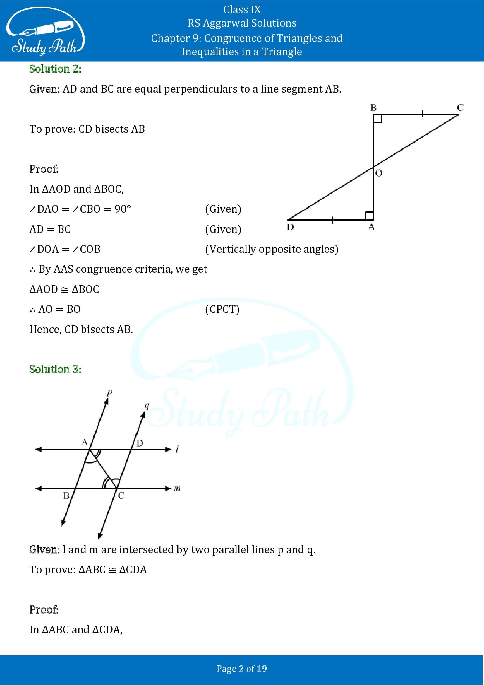 RS Aggarwal Solutions Class 9 Chapter 9 Congruence of Triangles and Inequalities in a Triangle Exercise 9A 0002