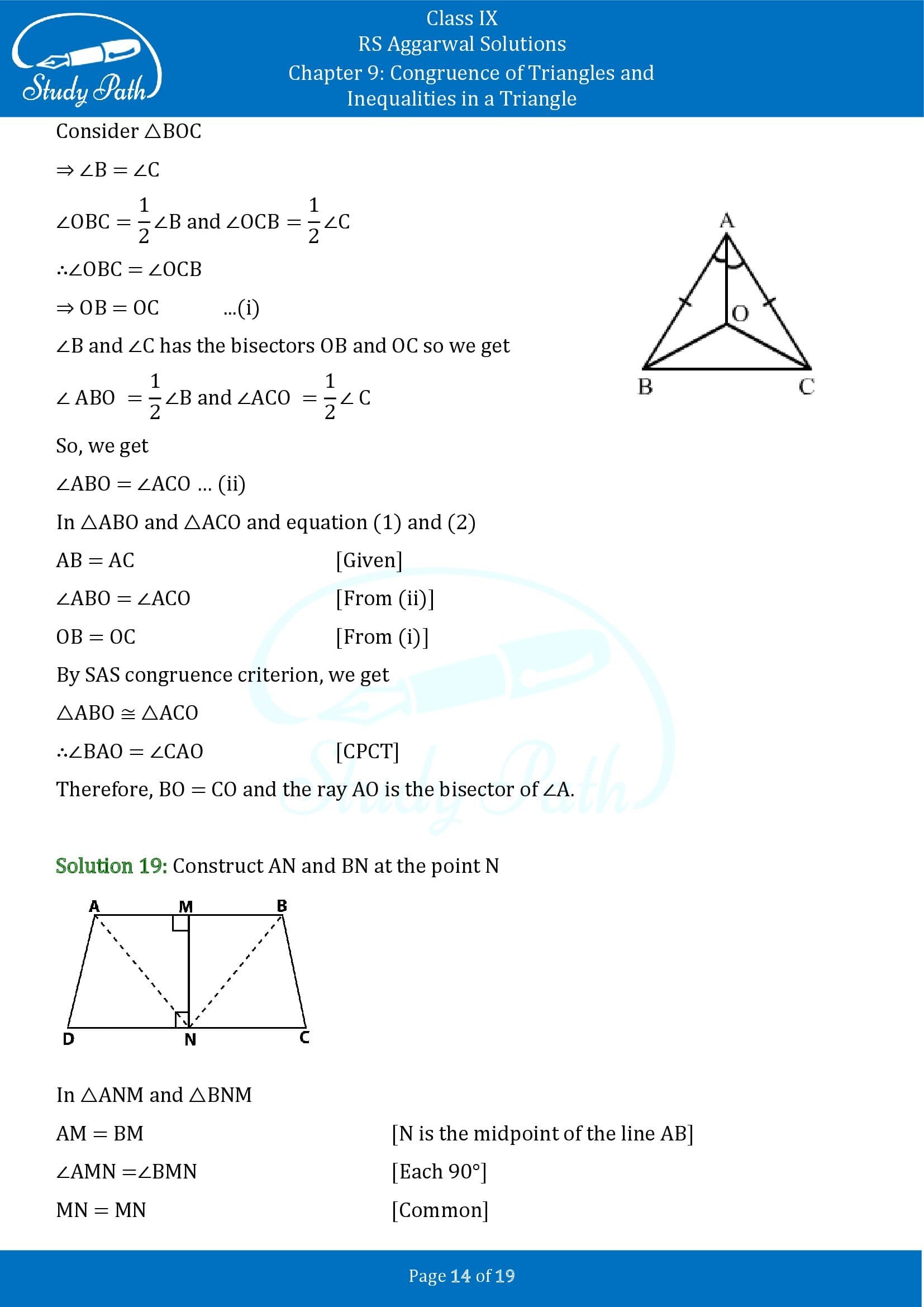 RS Aggarwal Solutions Class 9 Chapter 9 Congruence of Triangles and Inequalities in a Triangle Exercise 9A 0014
