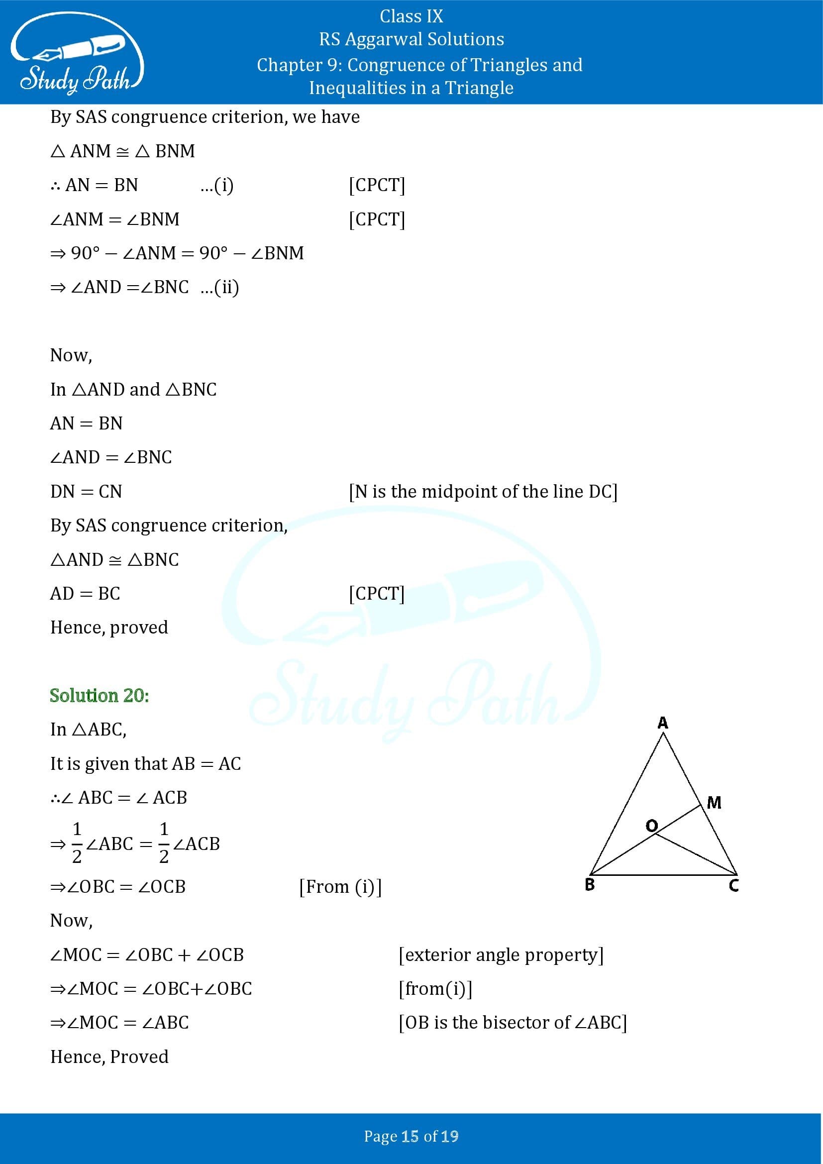RS Aggarwal Solutions Class 9 Chapter 9 Congruence of Triangles and Inequalities in a Triangle Exercise 9A 0015