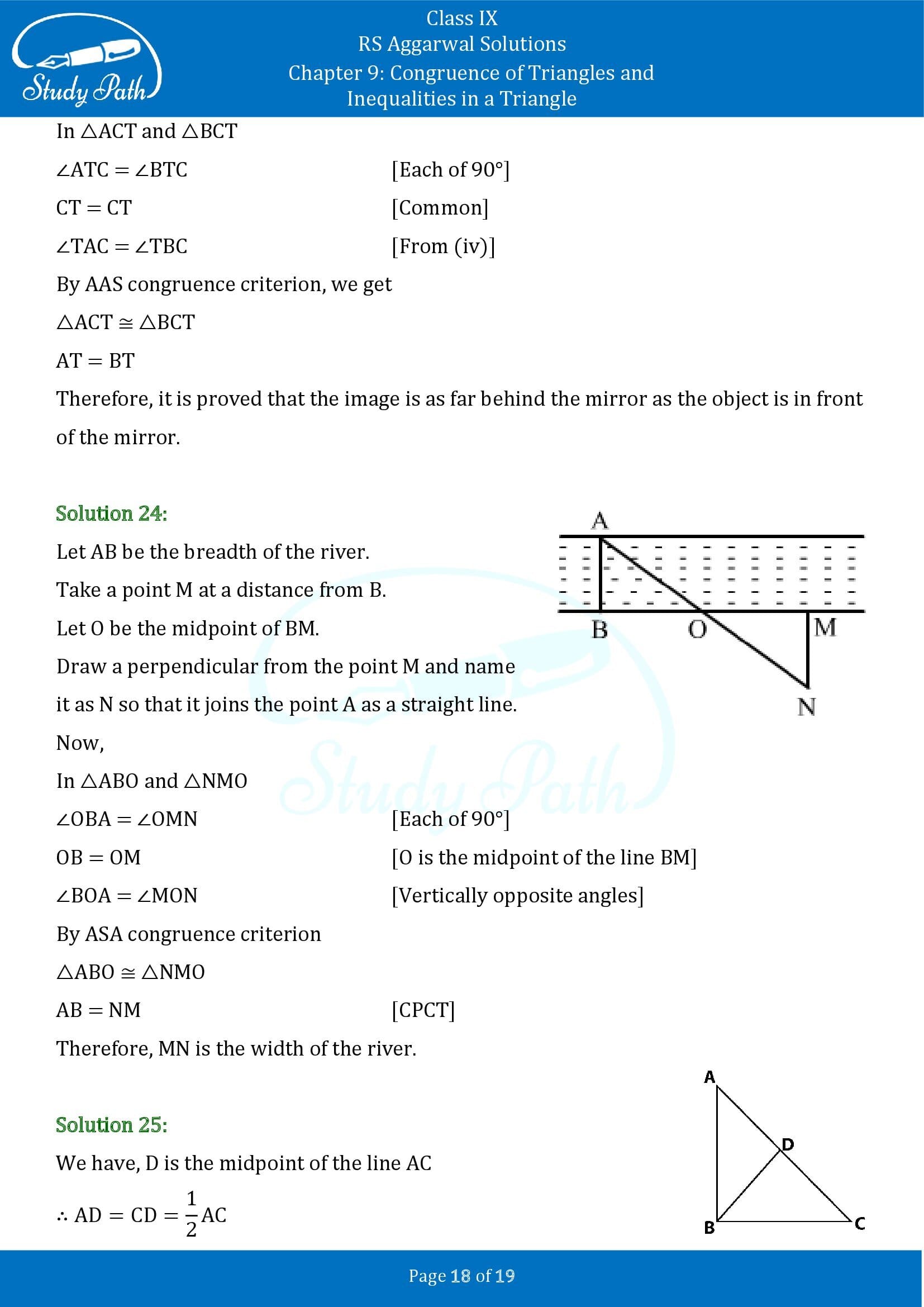RS Aggarwal Solutions Class 9 Chapter 9 Congruence of Triangles and Inequalities in a Triangle Exercise 9A 0018