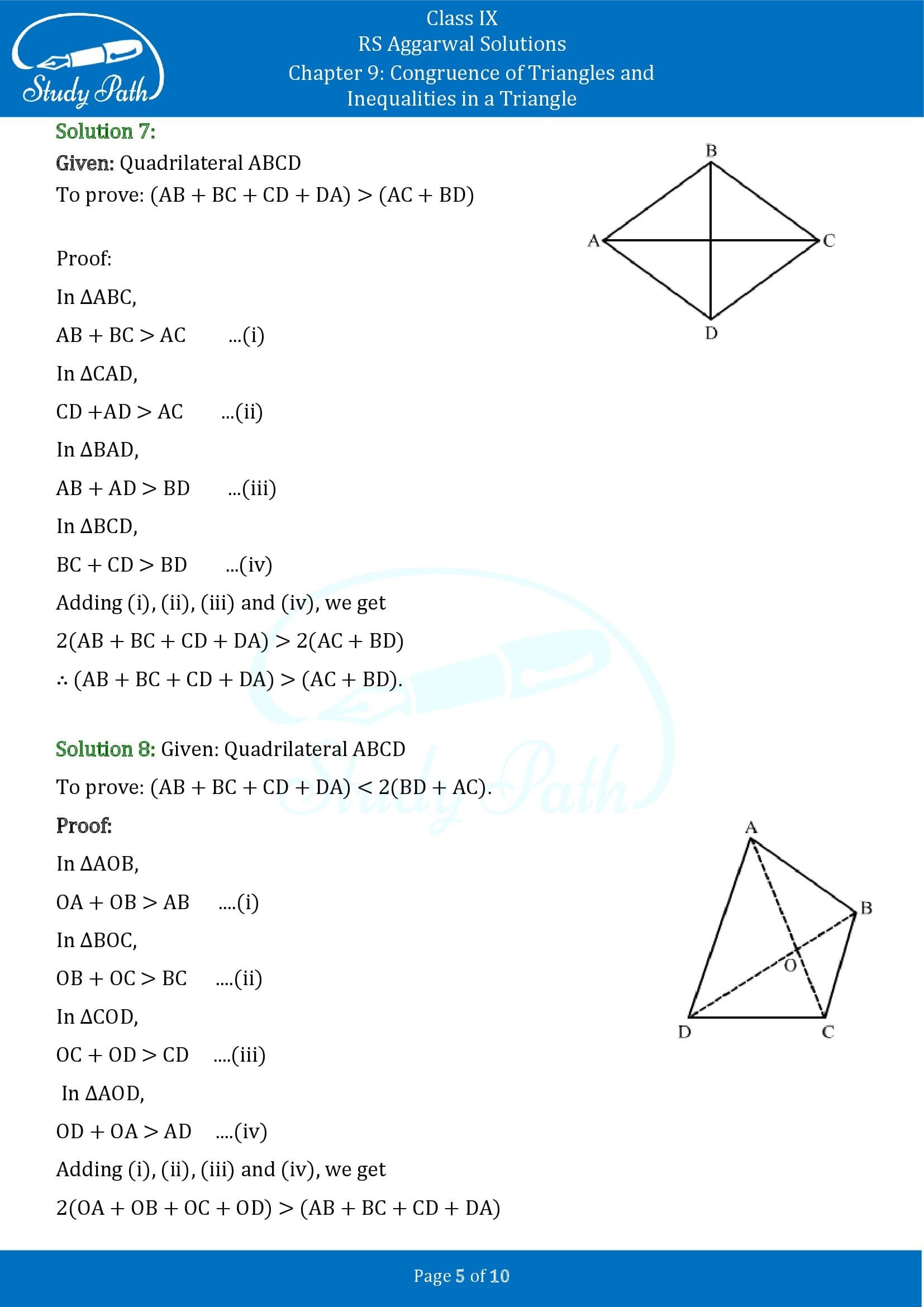 RS Aggarwal Solutions Class 9 Chapter 9 Congruence of Triangles and Inequalities in a Triangle Exercise 9B 0005