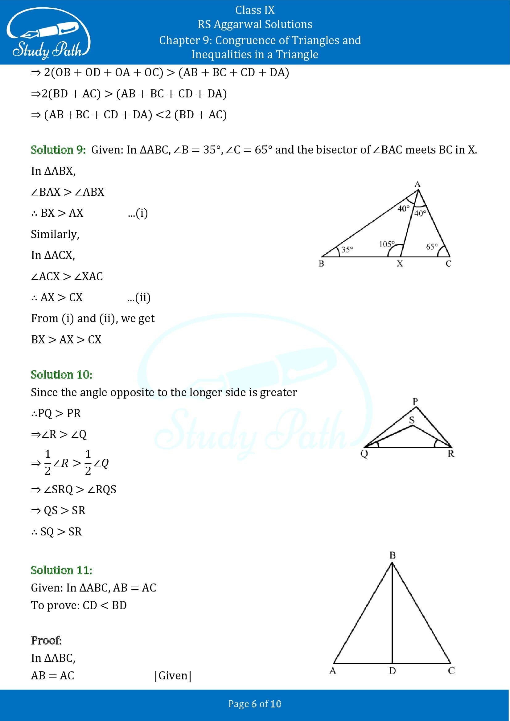 RS Aggarwal Solutions Class 9 Chapter 9 Congruence of Triangles and Inequalities in a Triangle Exercise 9B 0006