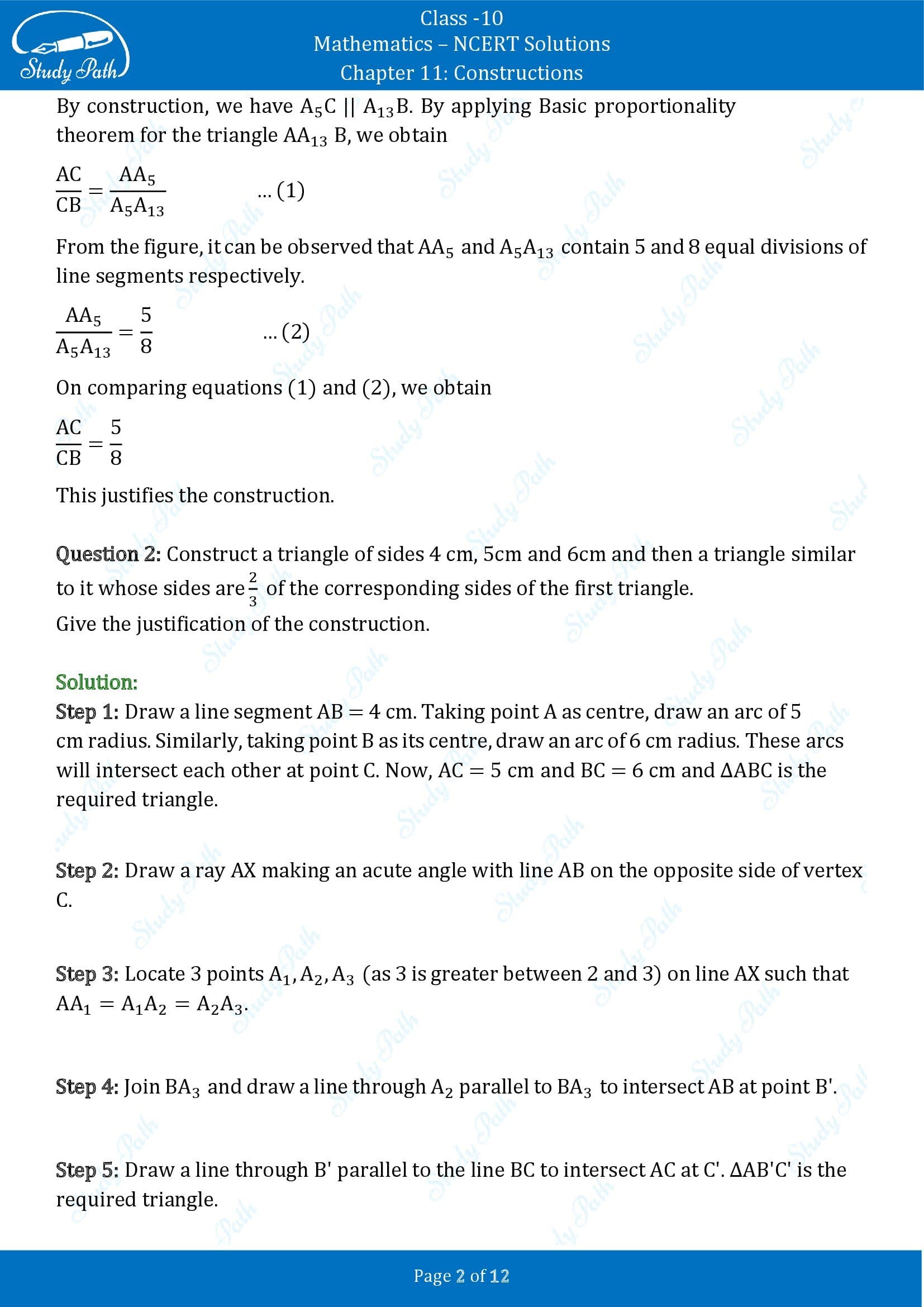 NCERT Solutions for Class 10 Maths Chapter 11 Constructions Exercise 11.1 00002